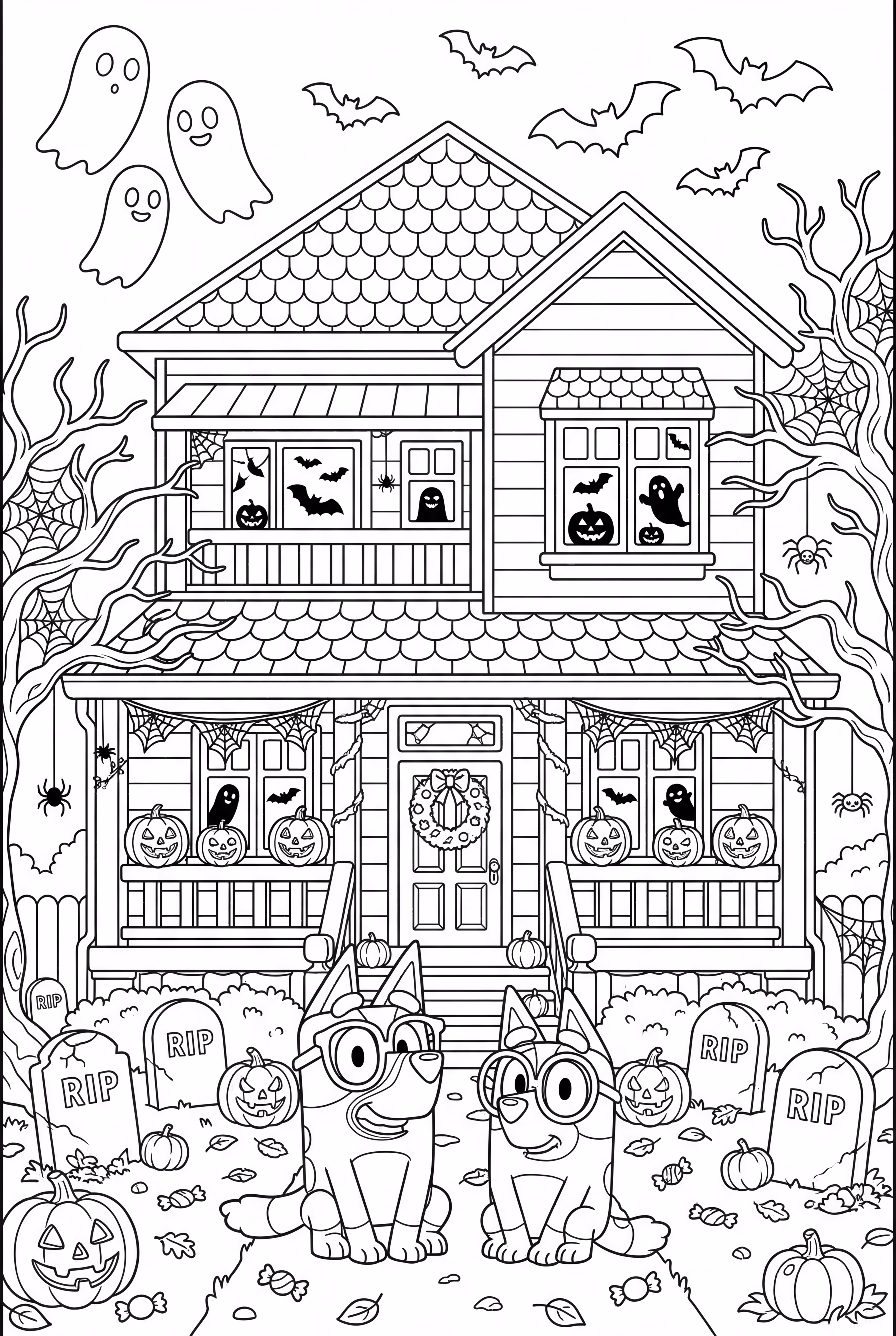 Detailed Bluey Halloween Decorations On The Heeler House