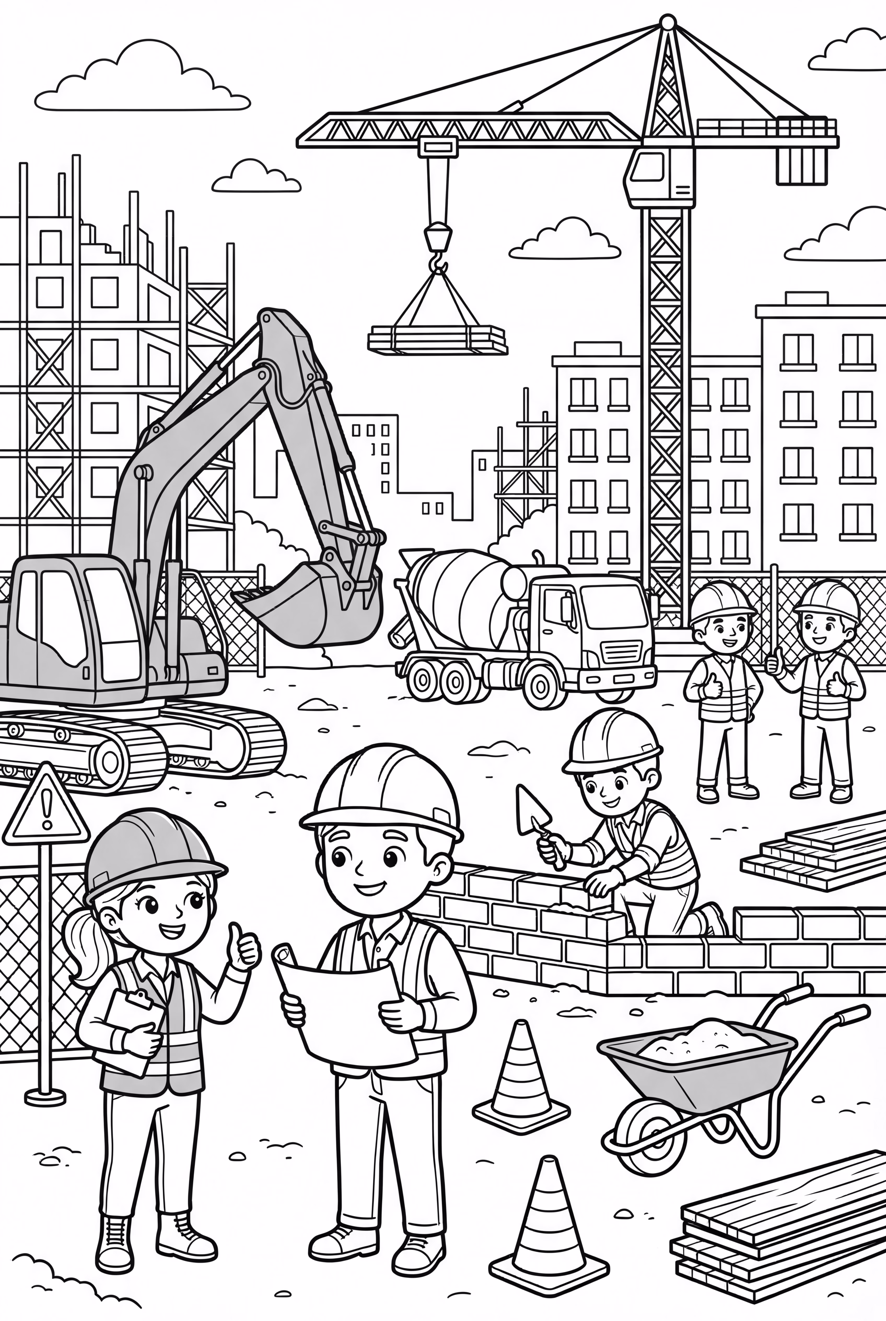 Detailed Community Helpers Construction Site