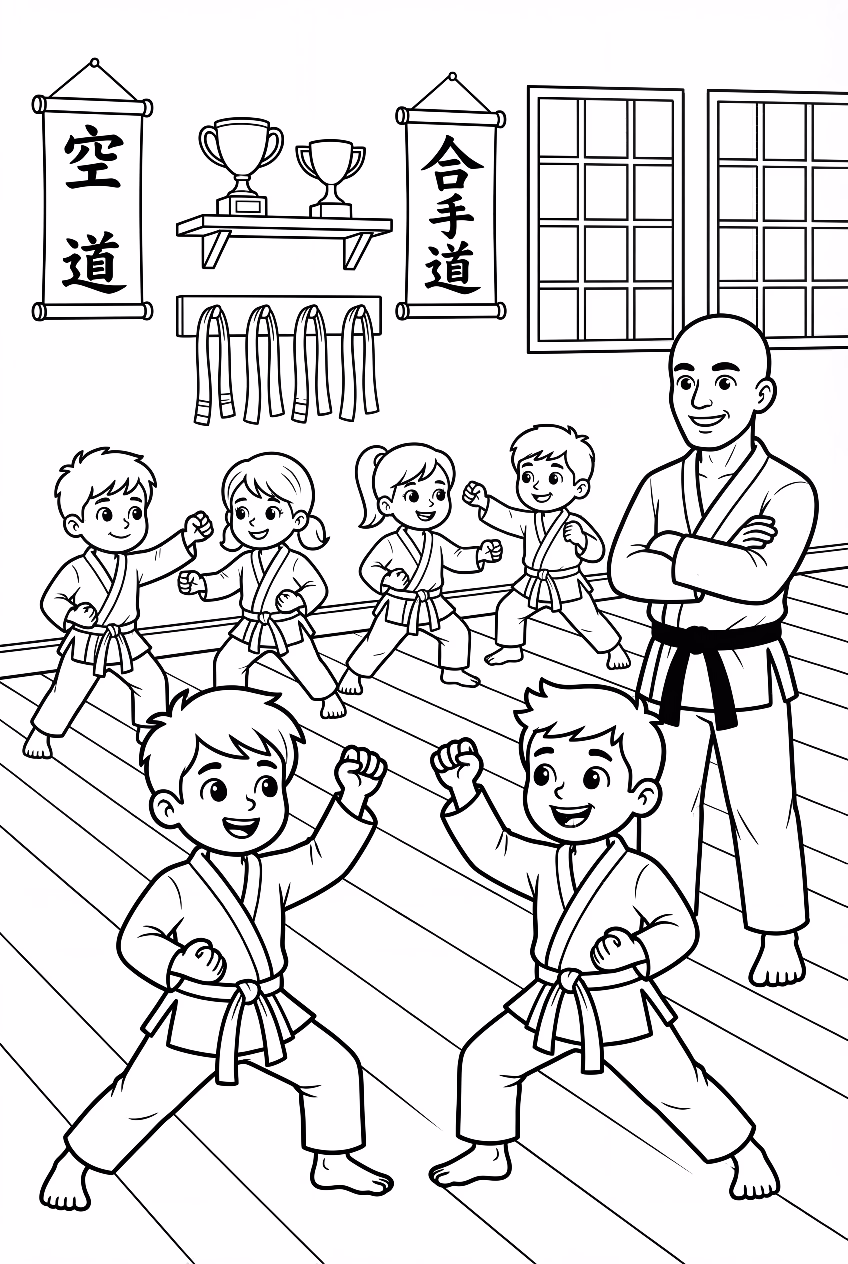 详细的空手道道场内部场景