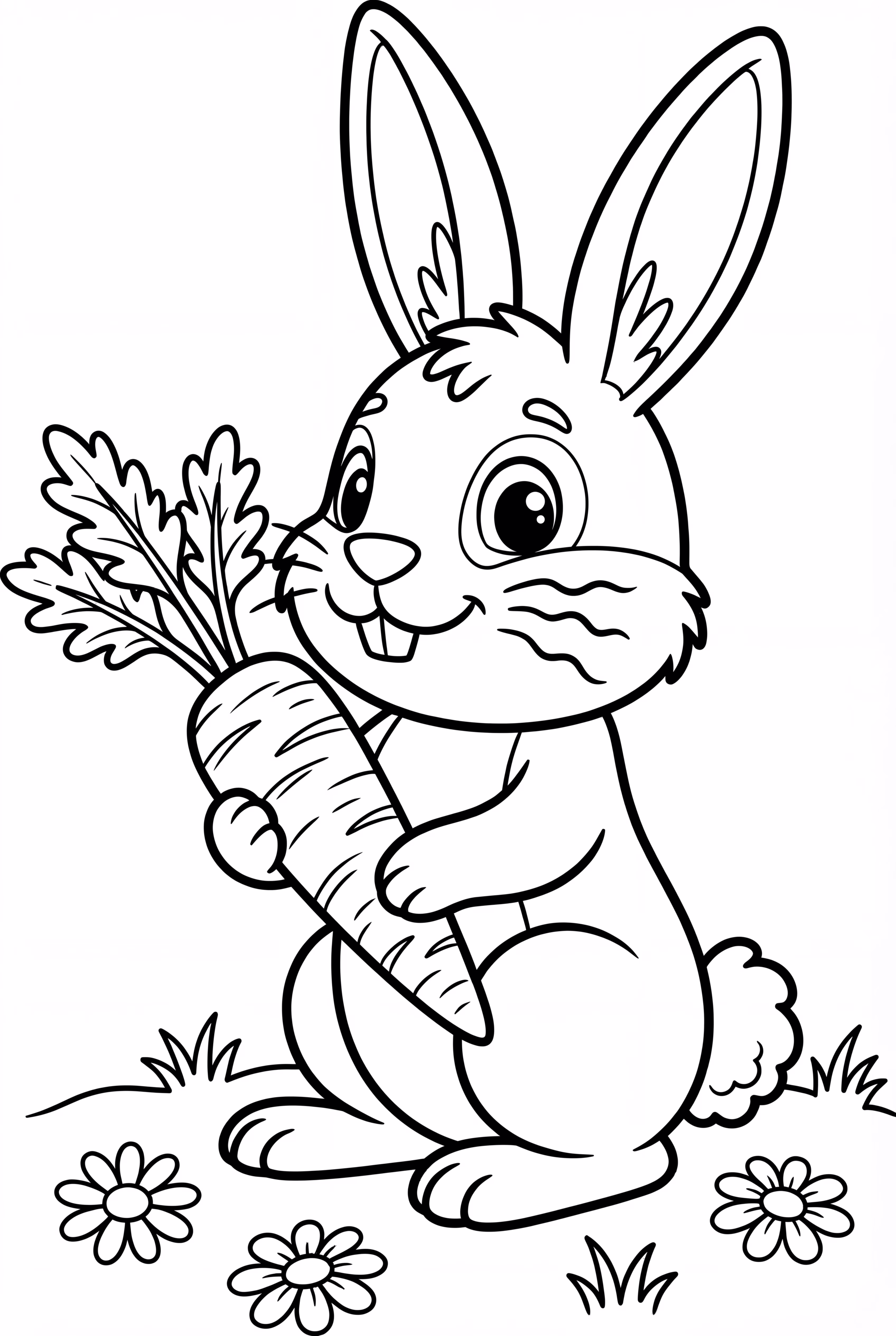 Detailed Rabbit Eating A Realistic Carrot