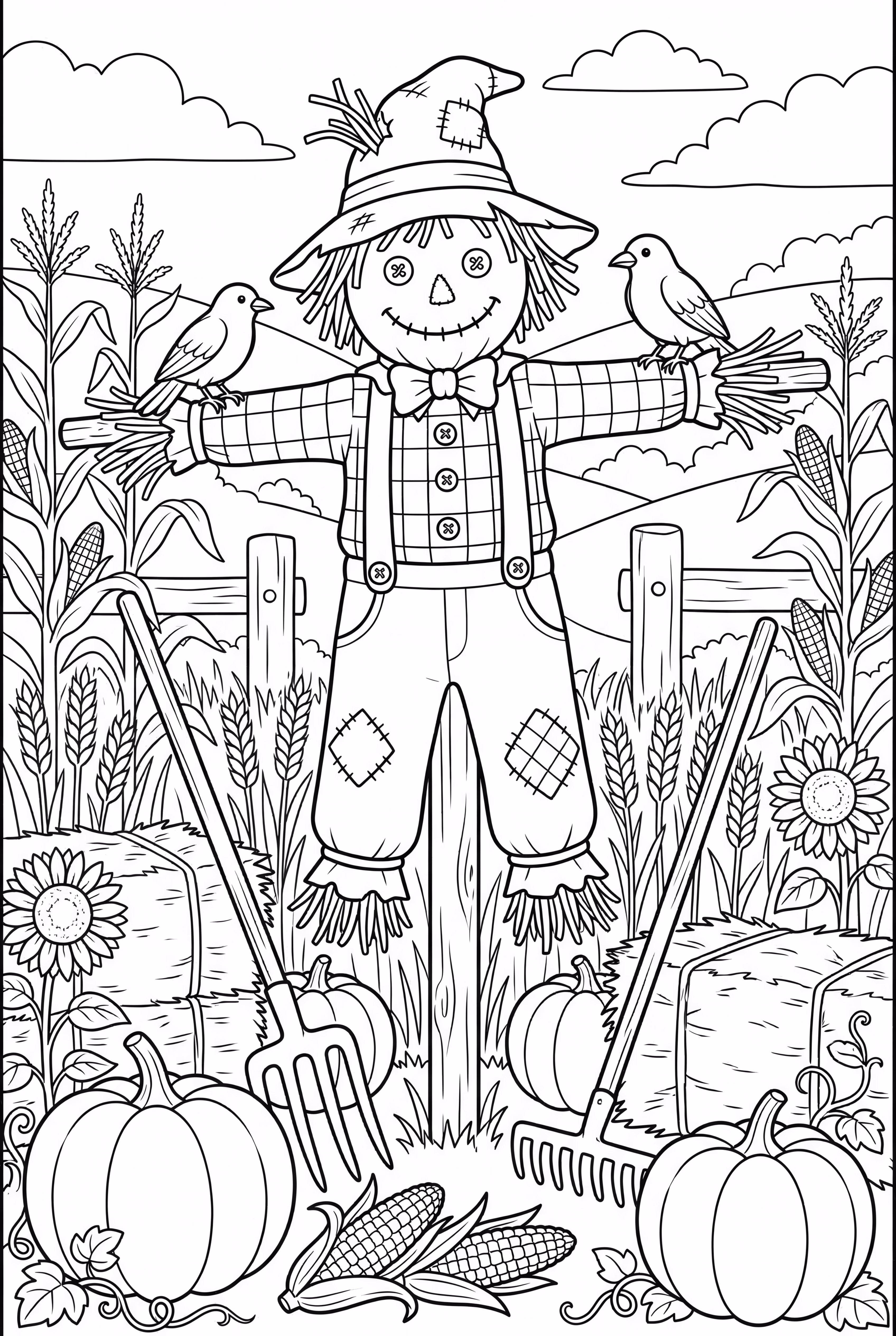 Detailed Scarecrow In A Harvest Scene