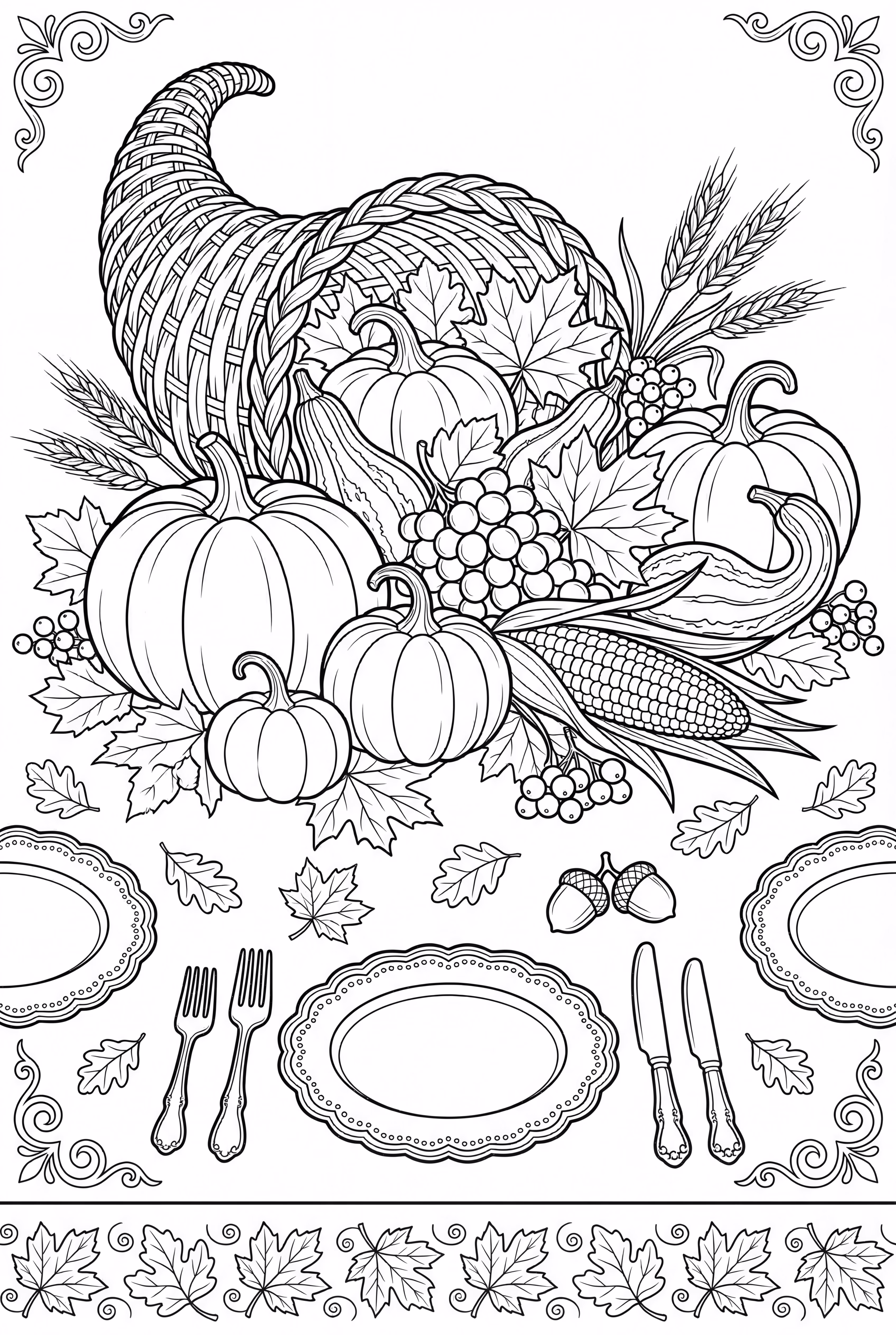 Detailed Thanksgiving Dinner Cornucopia