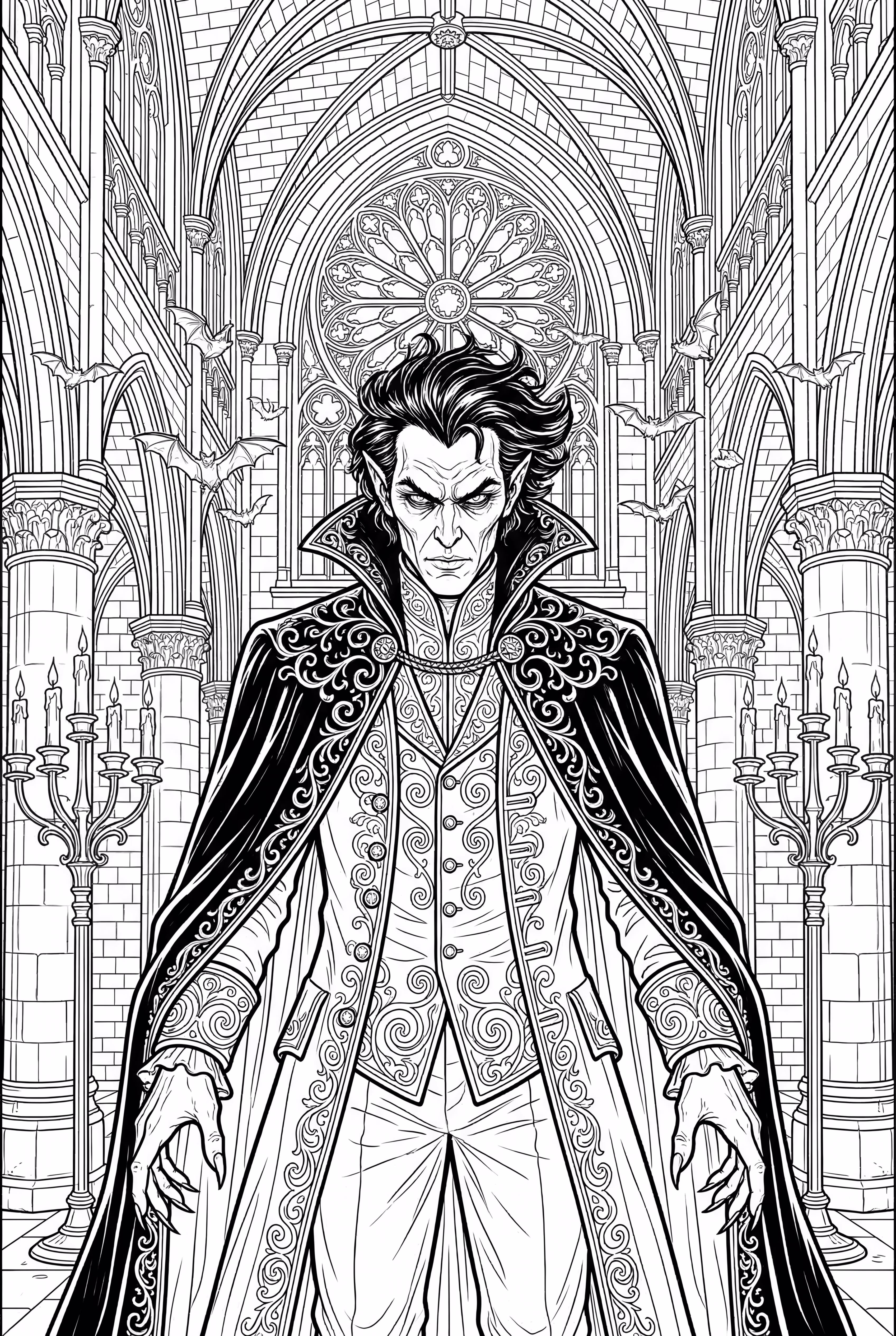 Detailed Vampire In A Gothic Castle