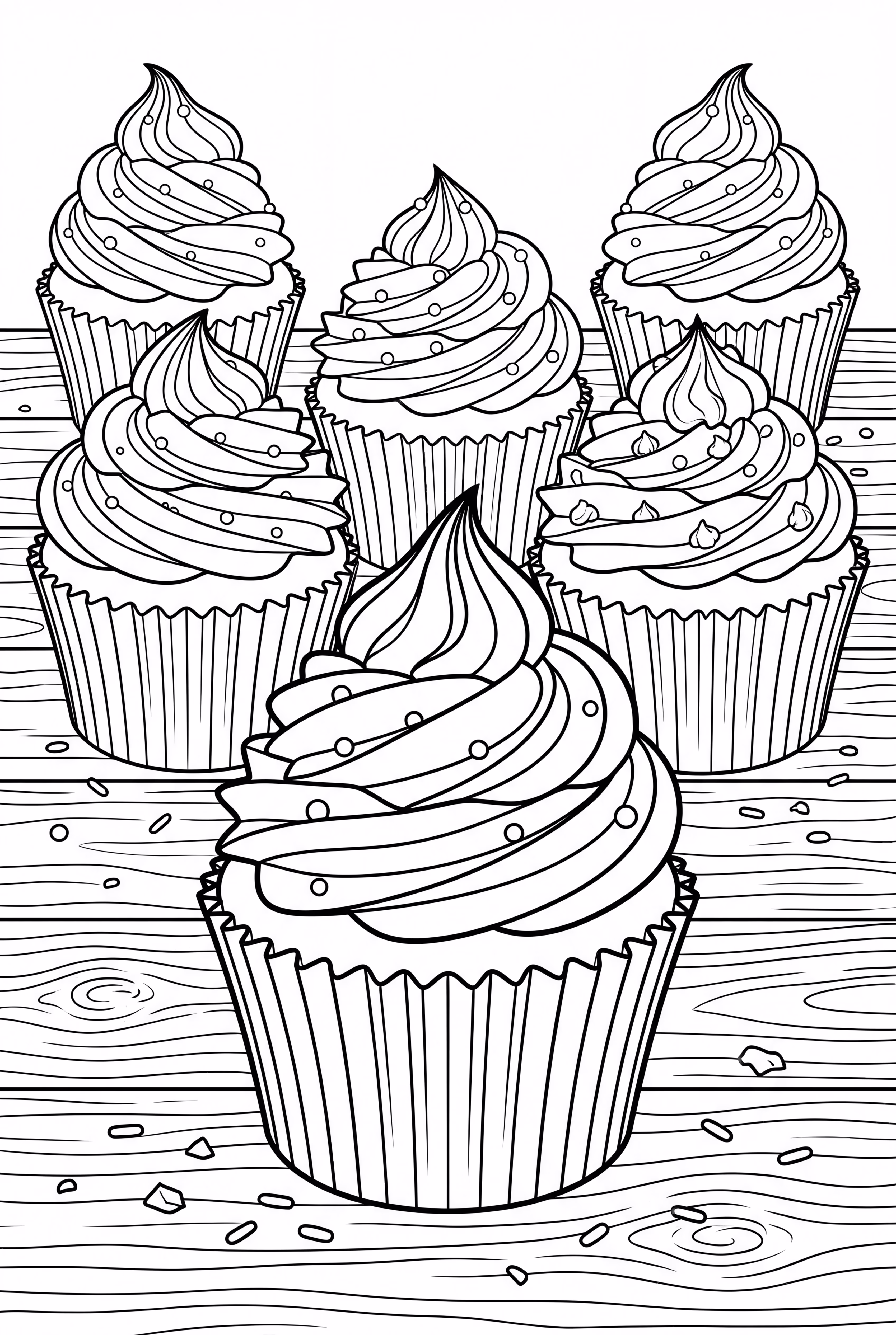 Different flavored cupcakes displayed on a table