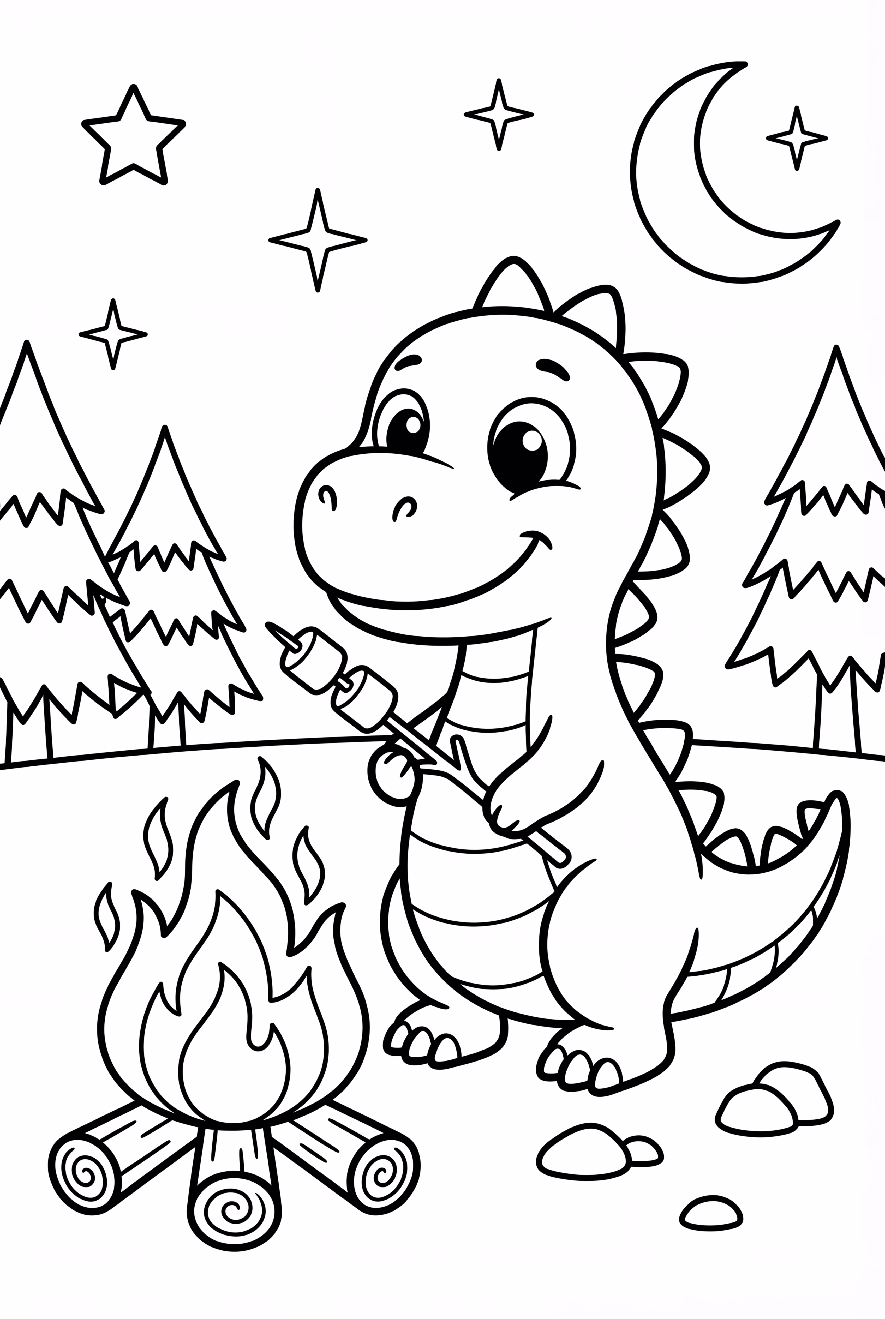 Dinosaur At Campfire