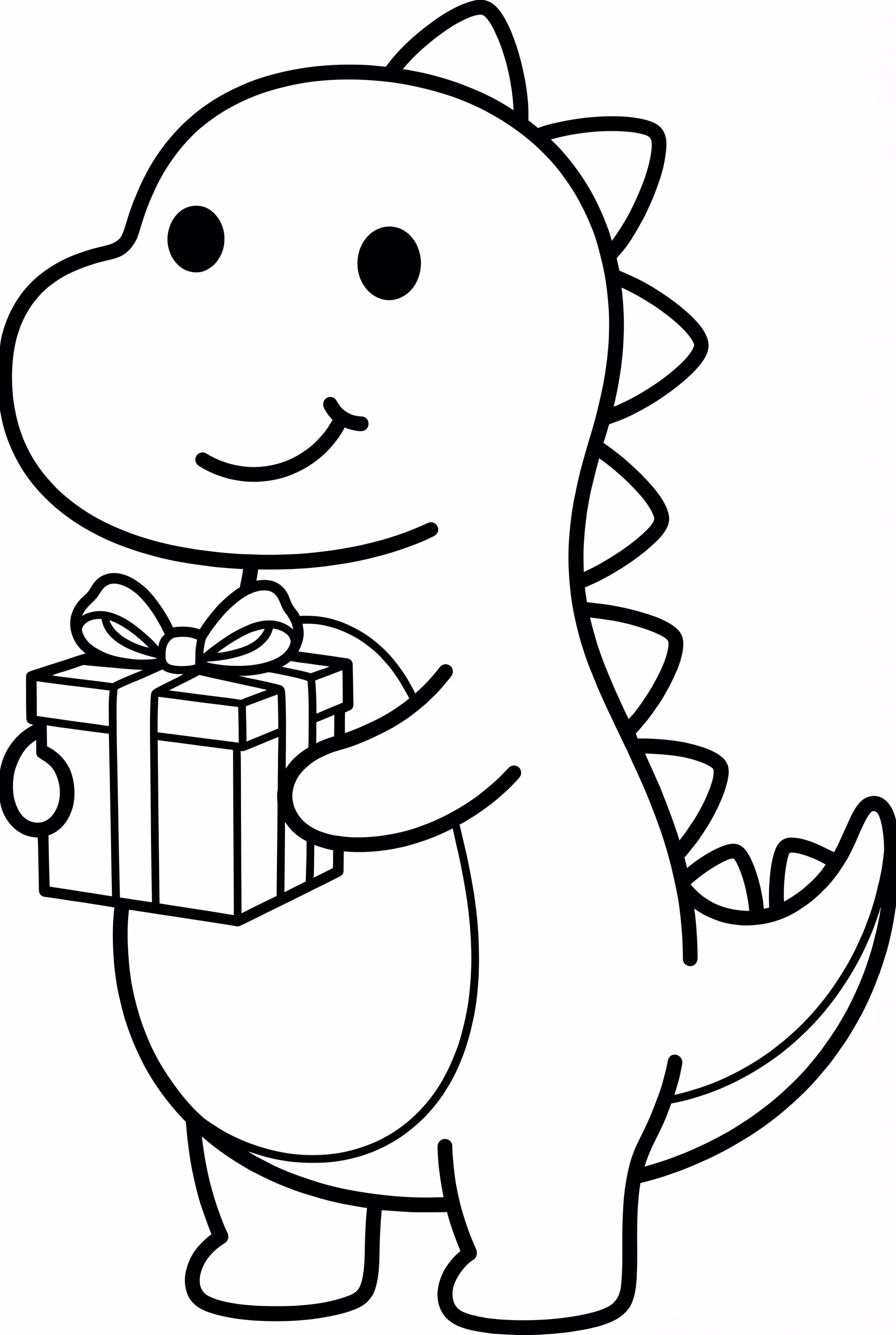 Dinosaur Holding Gift Box