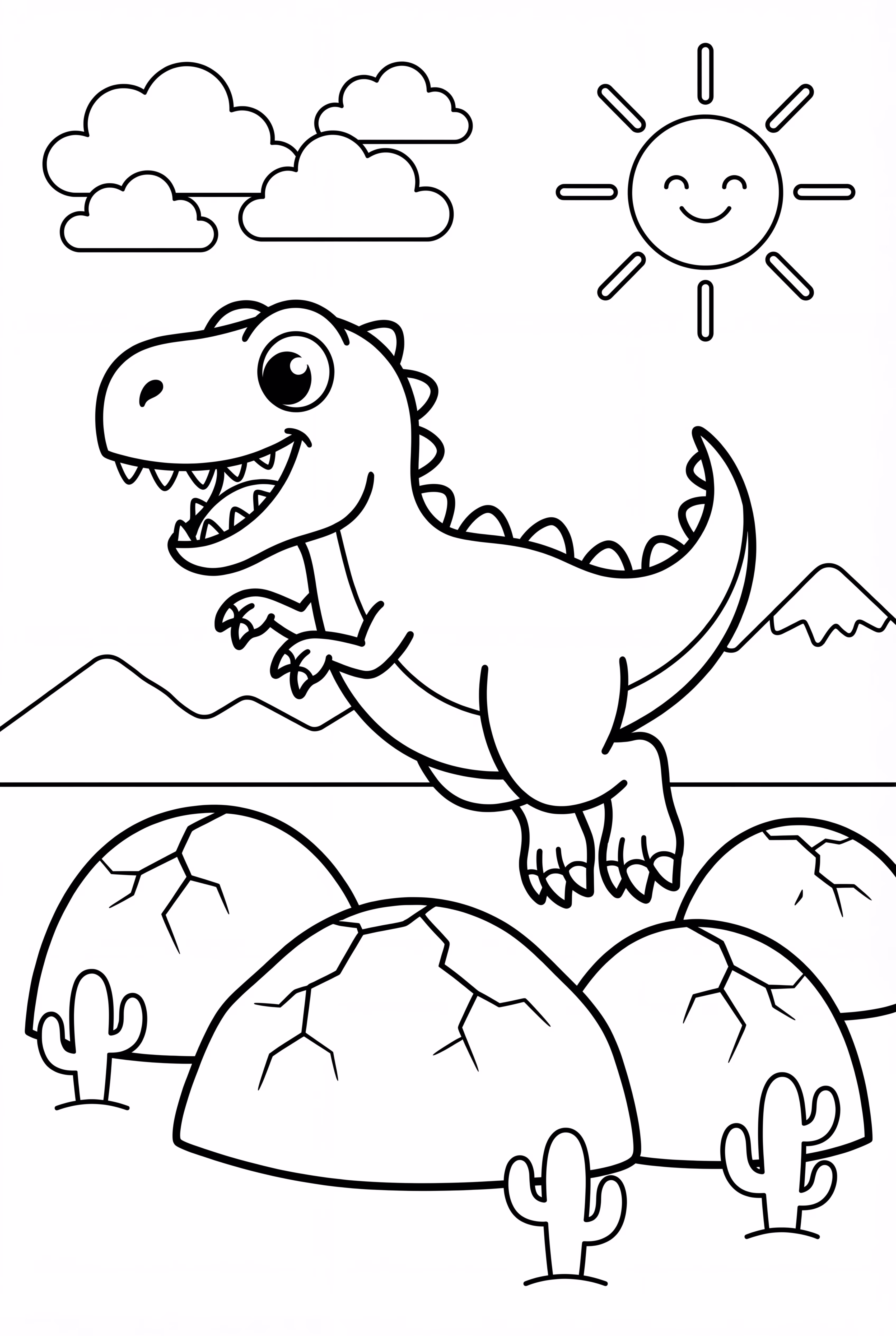 Dinosaurio Saltando Sobre Rocas