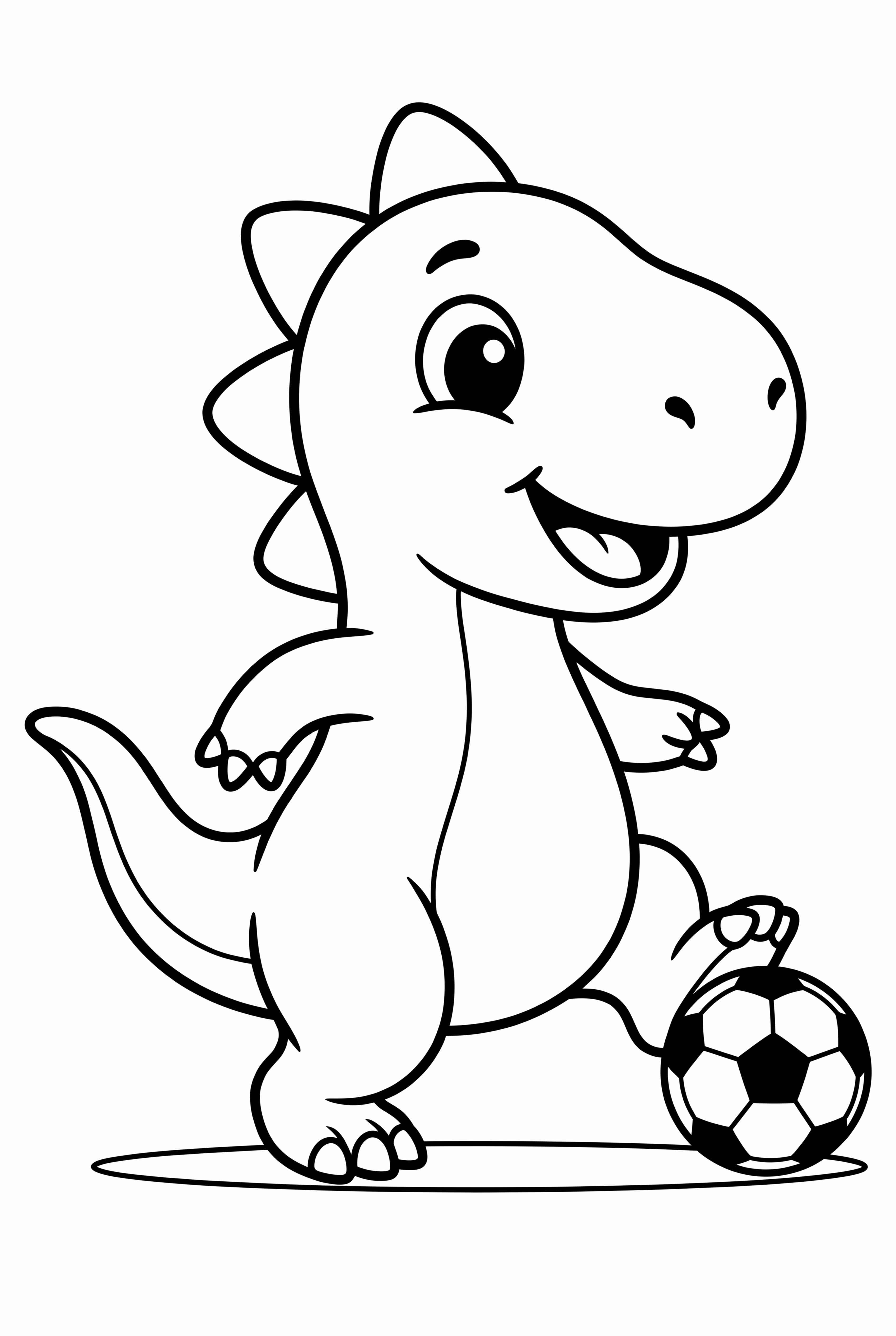 Dinosaurio jugando al fútbol