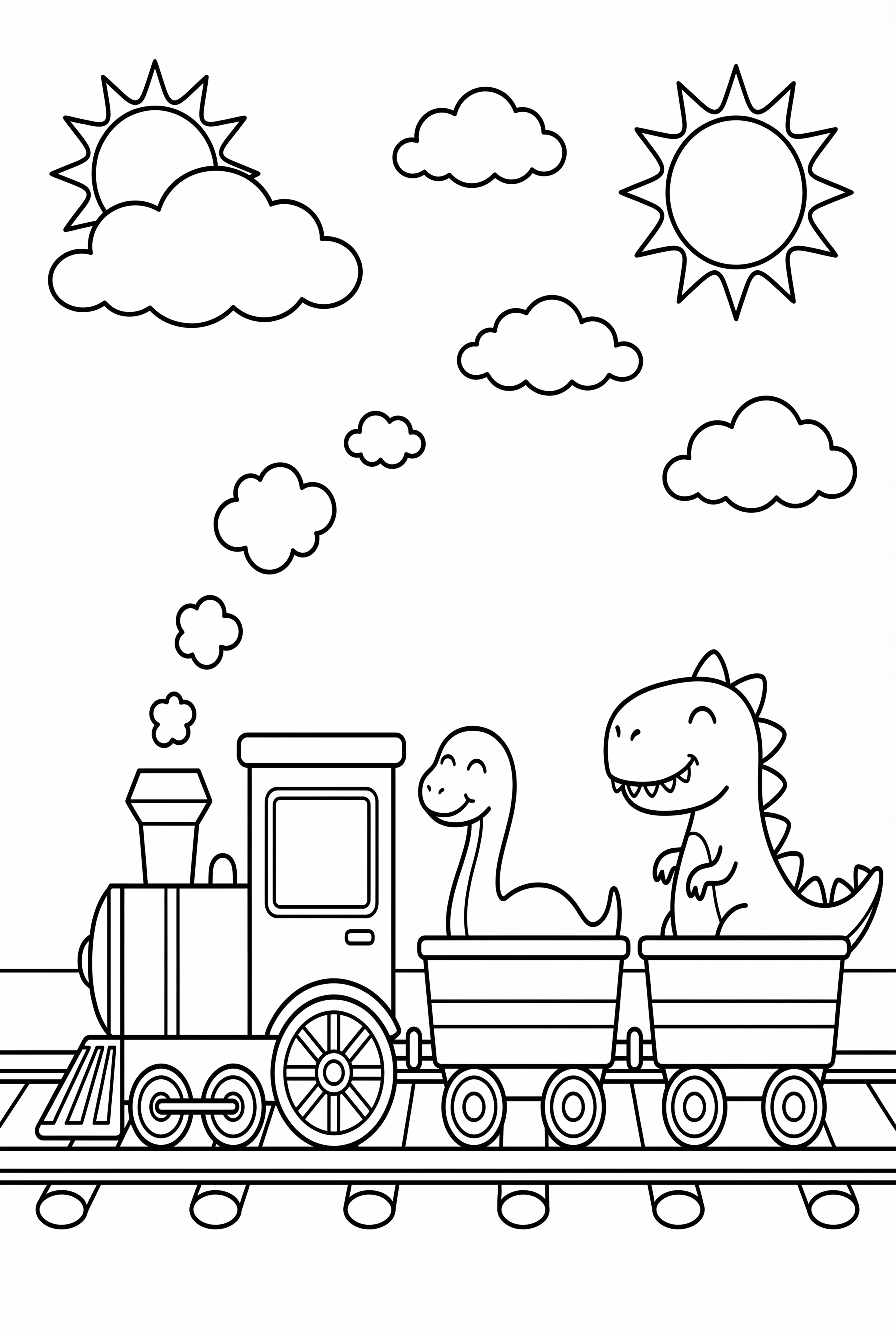 Dino-Zug mit spielerischen Dinosauriern