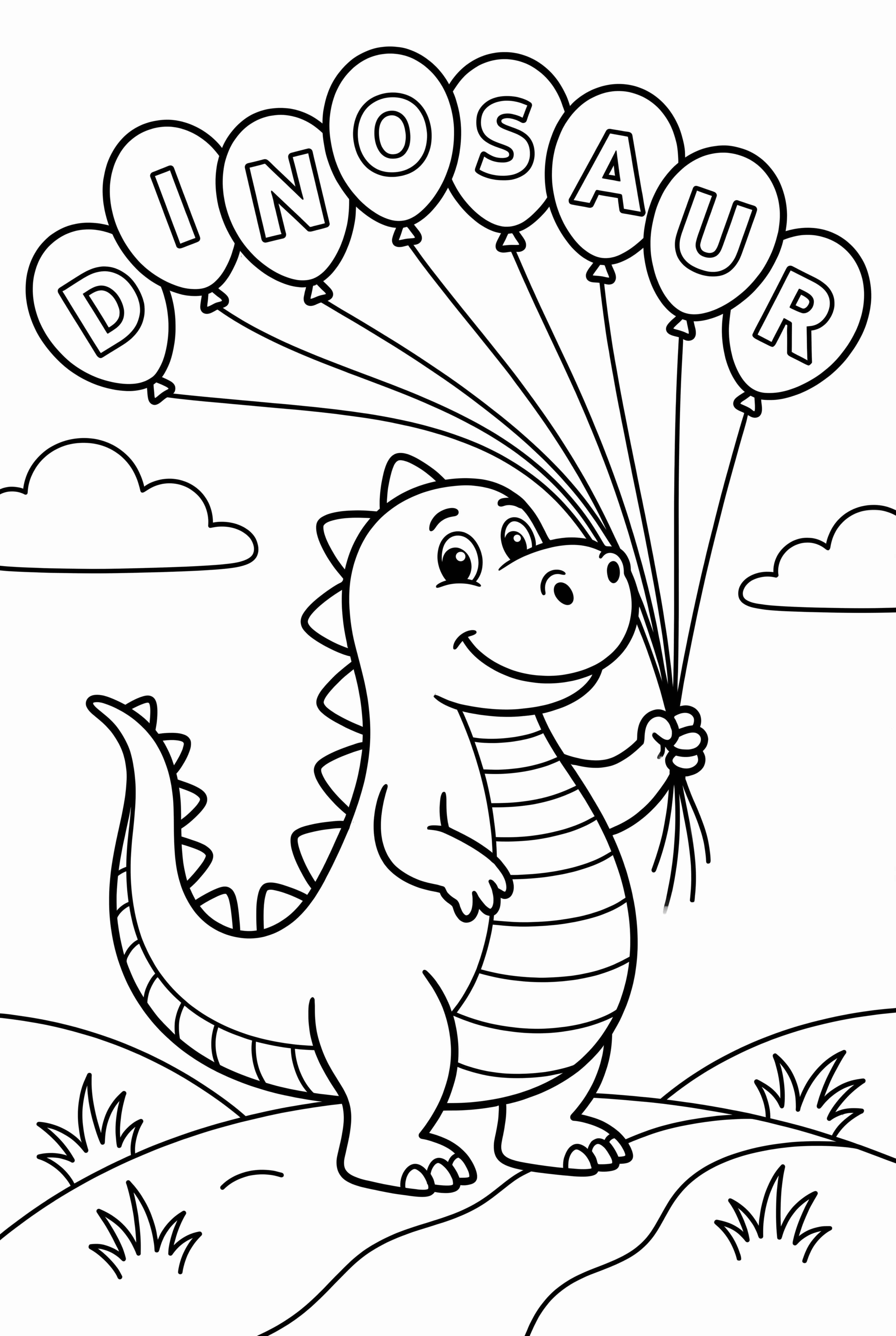 Dinosaur With Balloon Letters