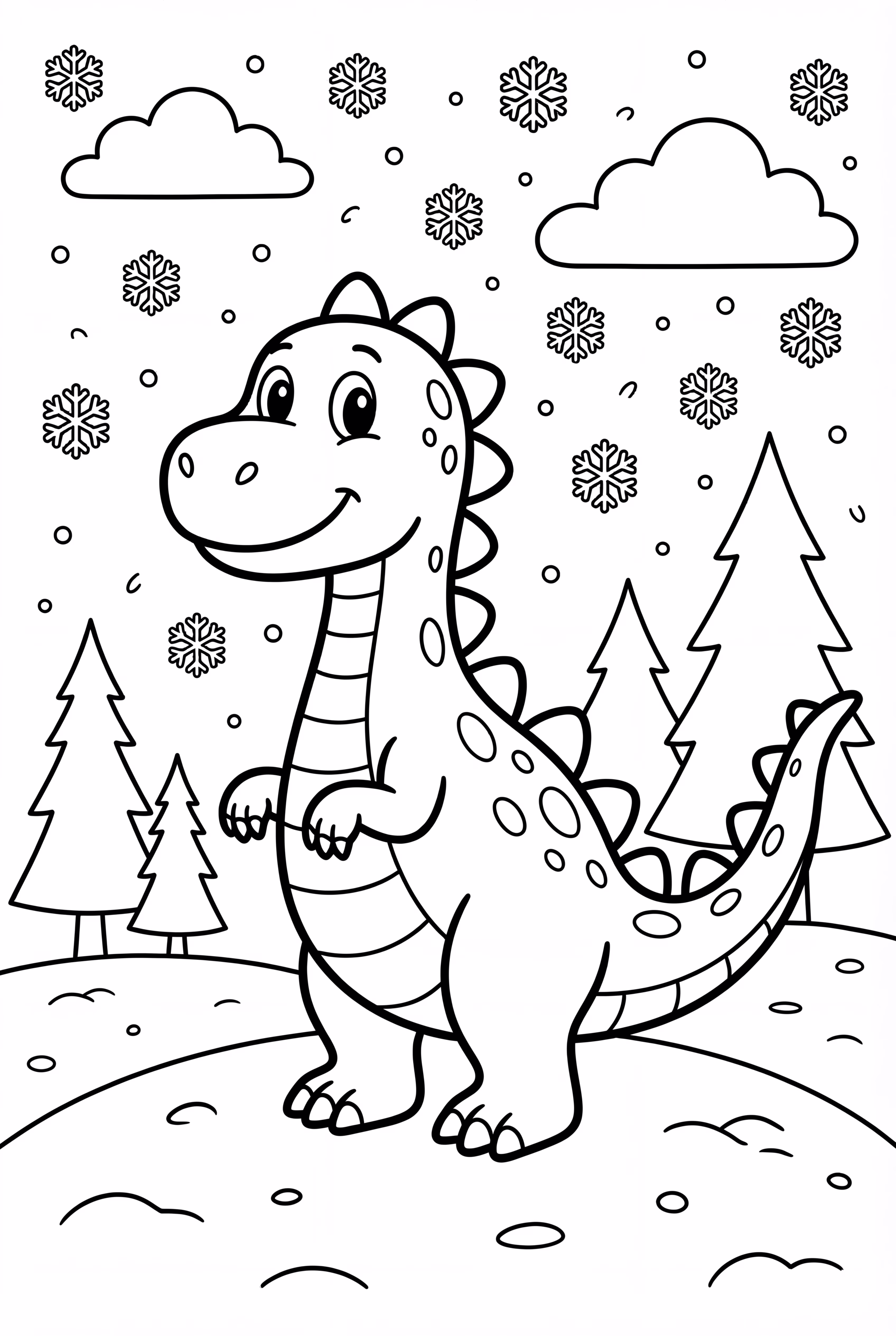 Dinosaur With Snowflakes