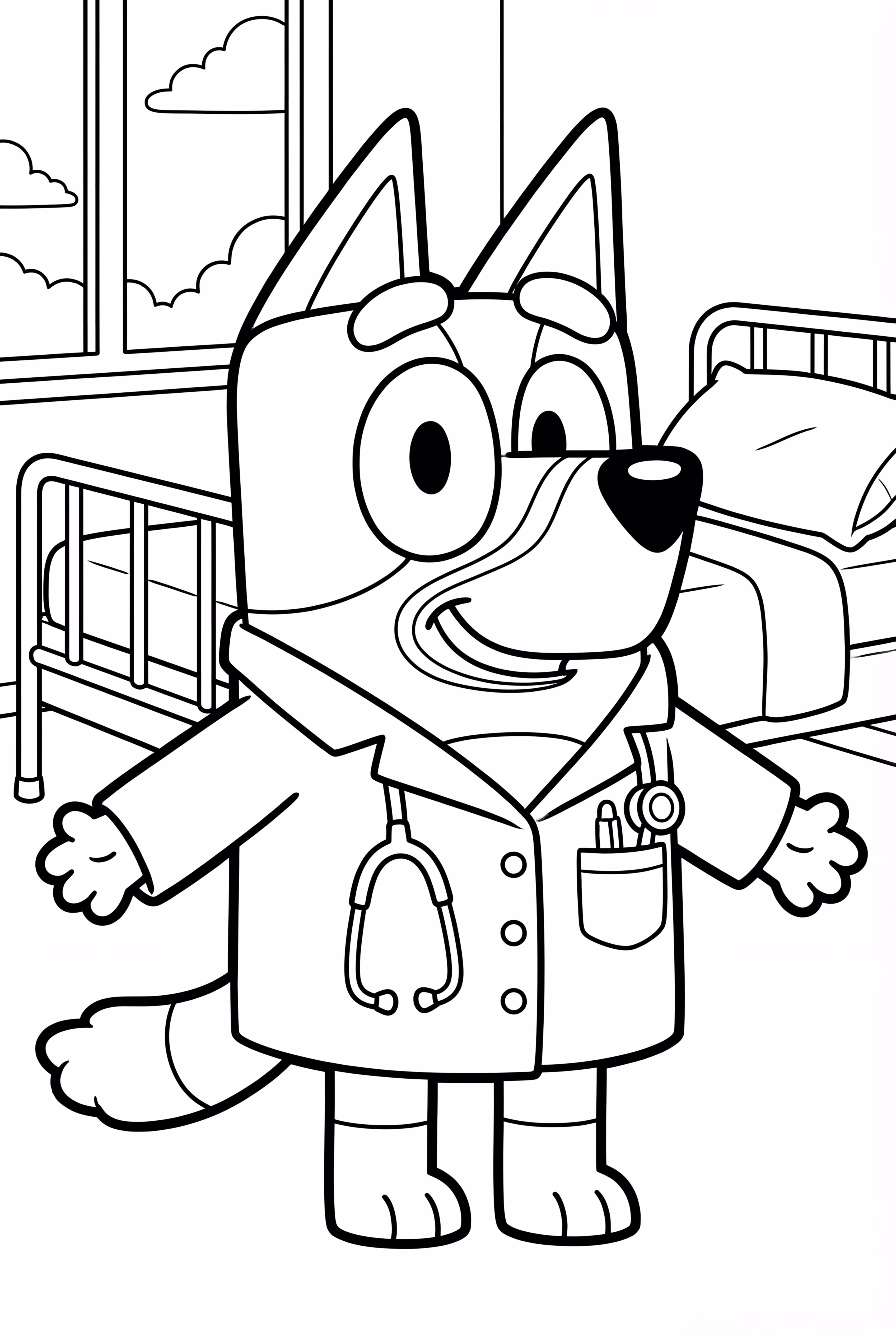 Doutora Bluey Com Seu Estetoscópio