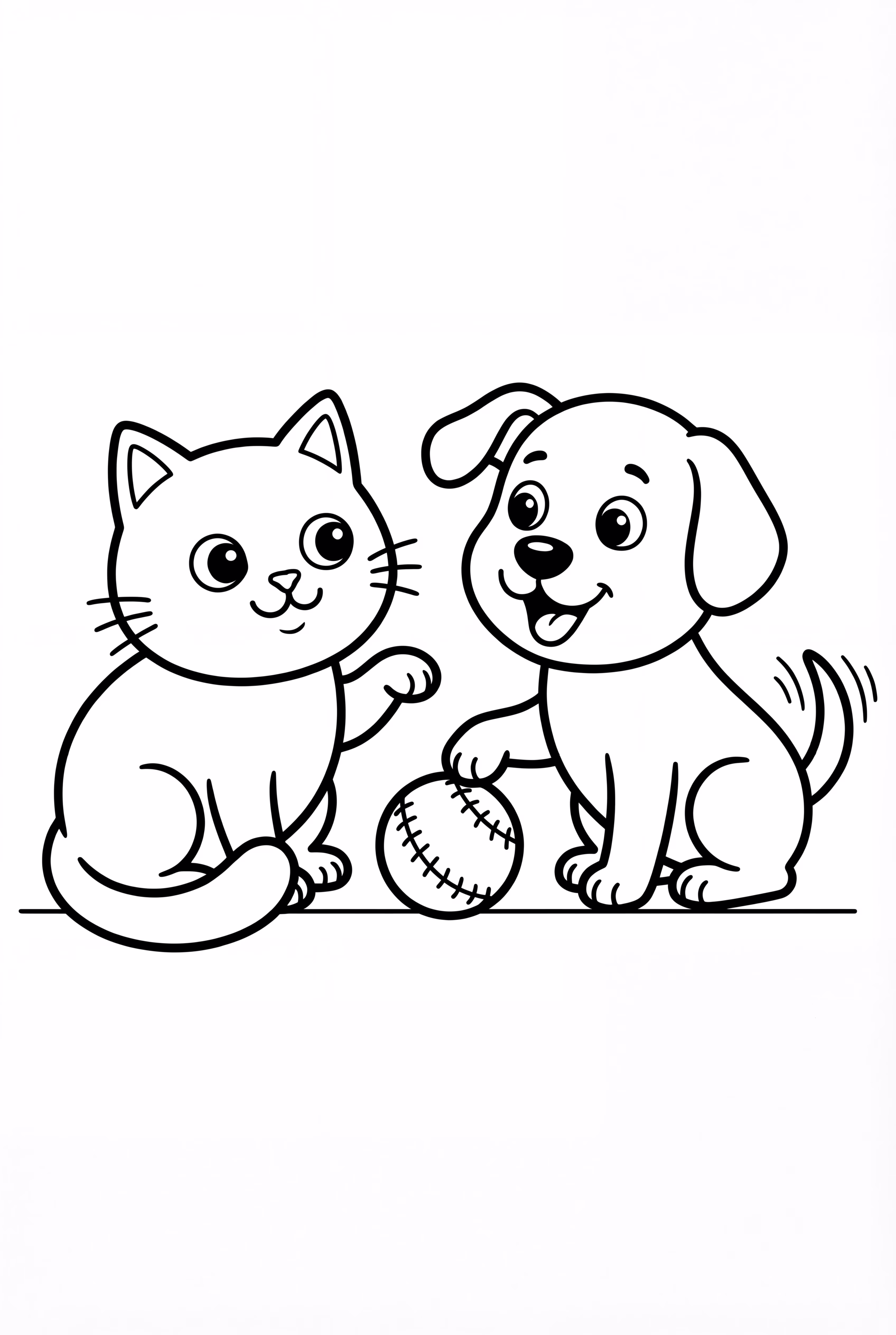 Dog And Cat Playing With Ball