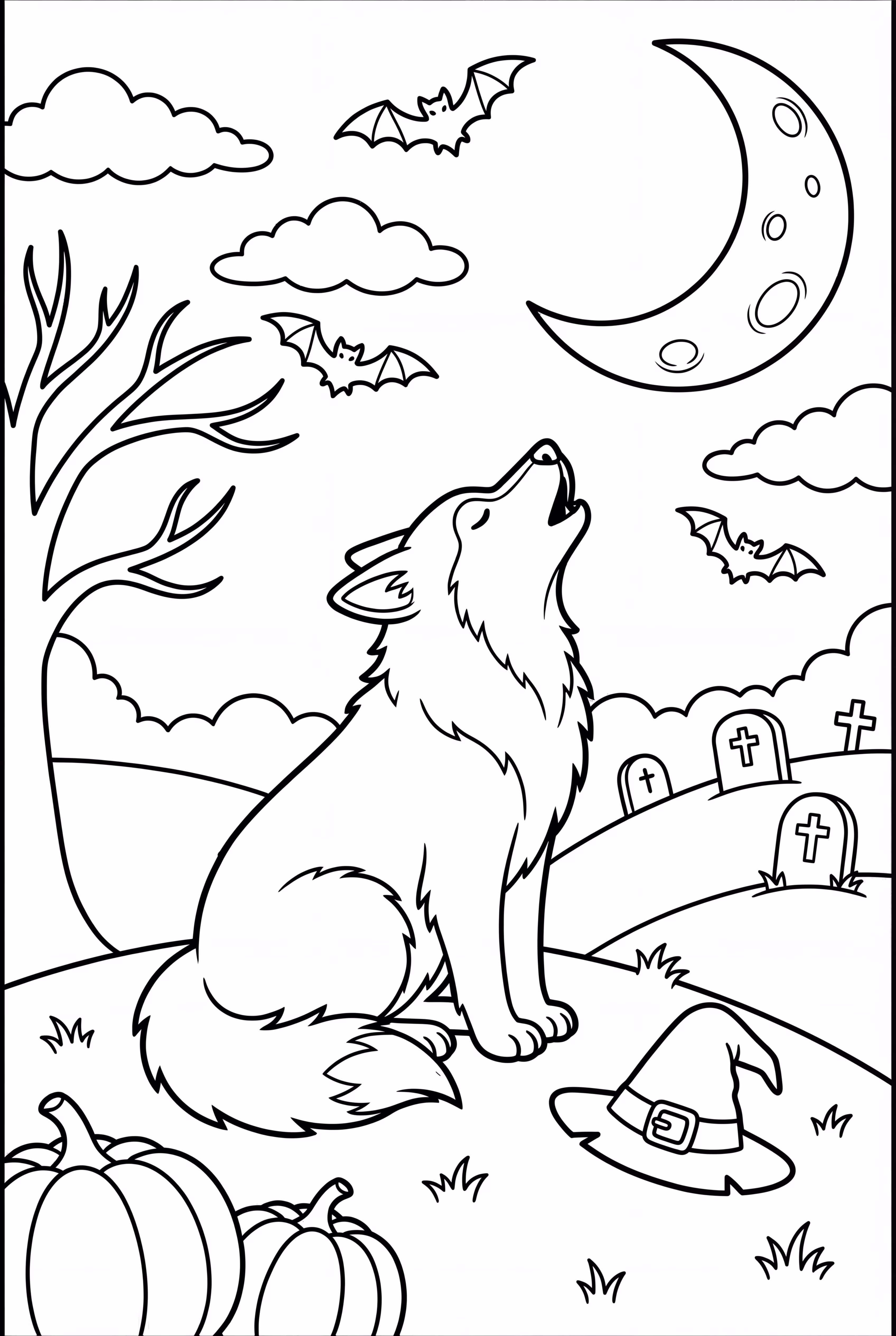 Dog Howling At Halloween Moon