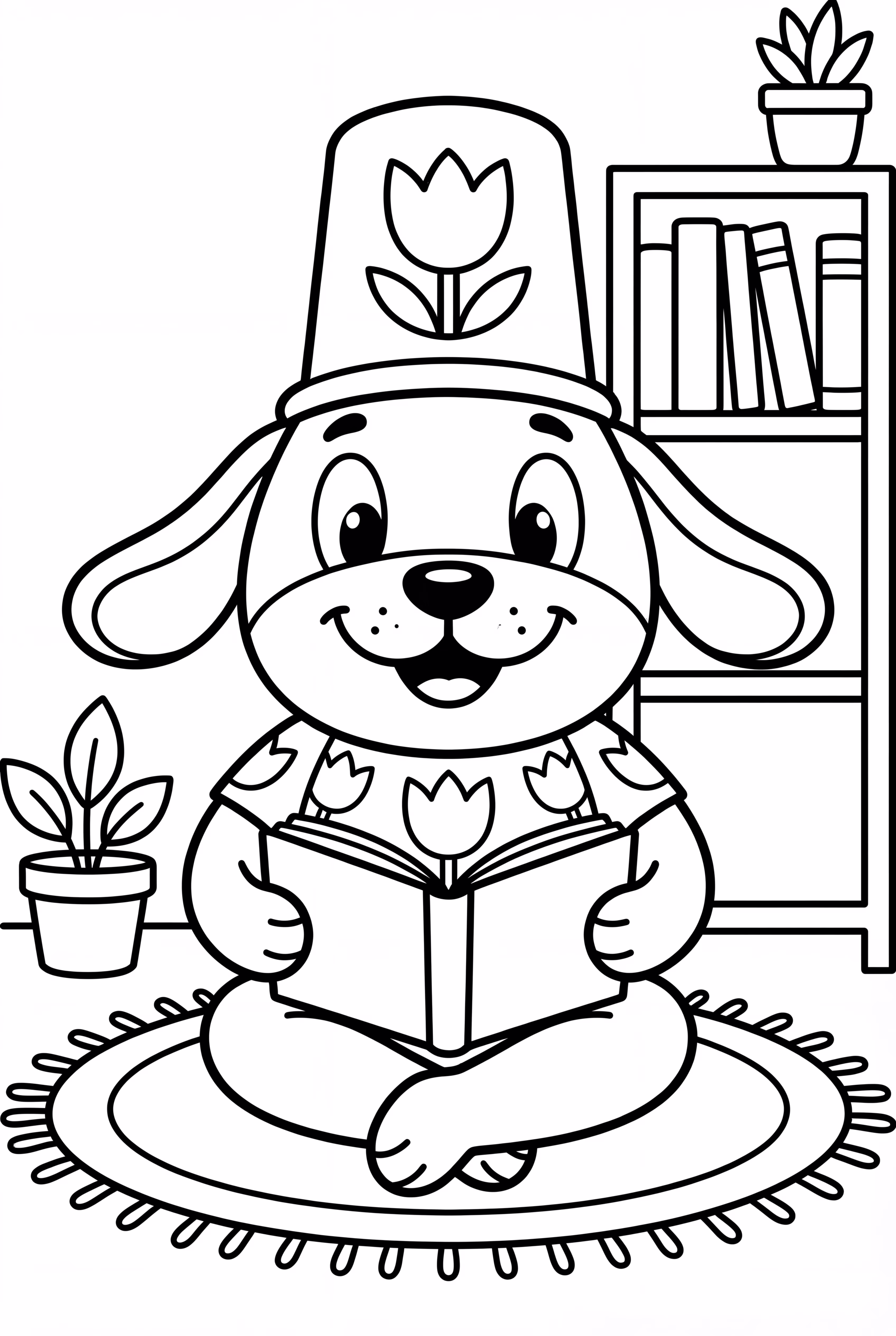 ドッグマンが本を読んでいる