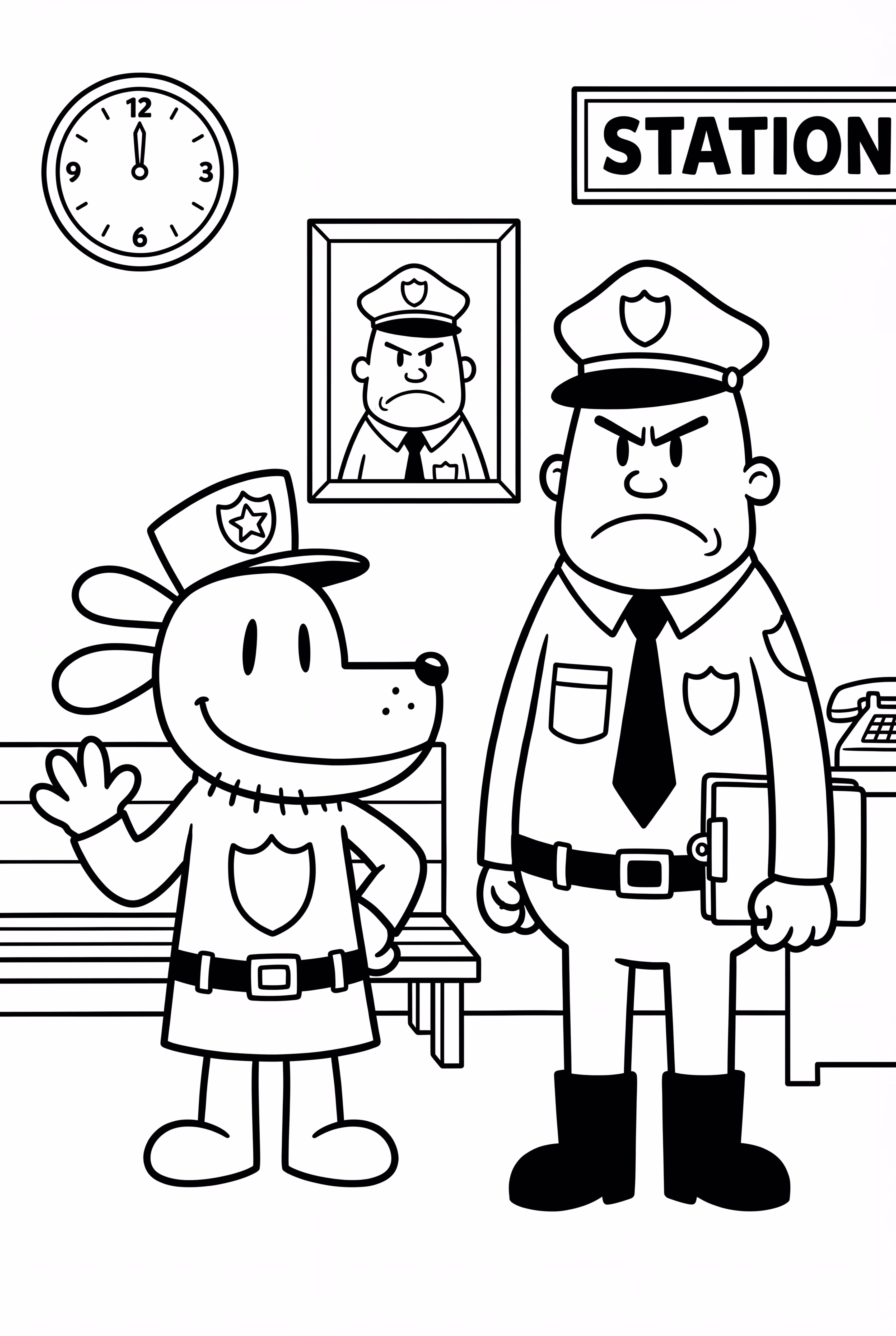 Perro Hombre con el Jefe en la Estación