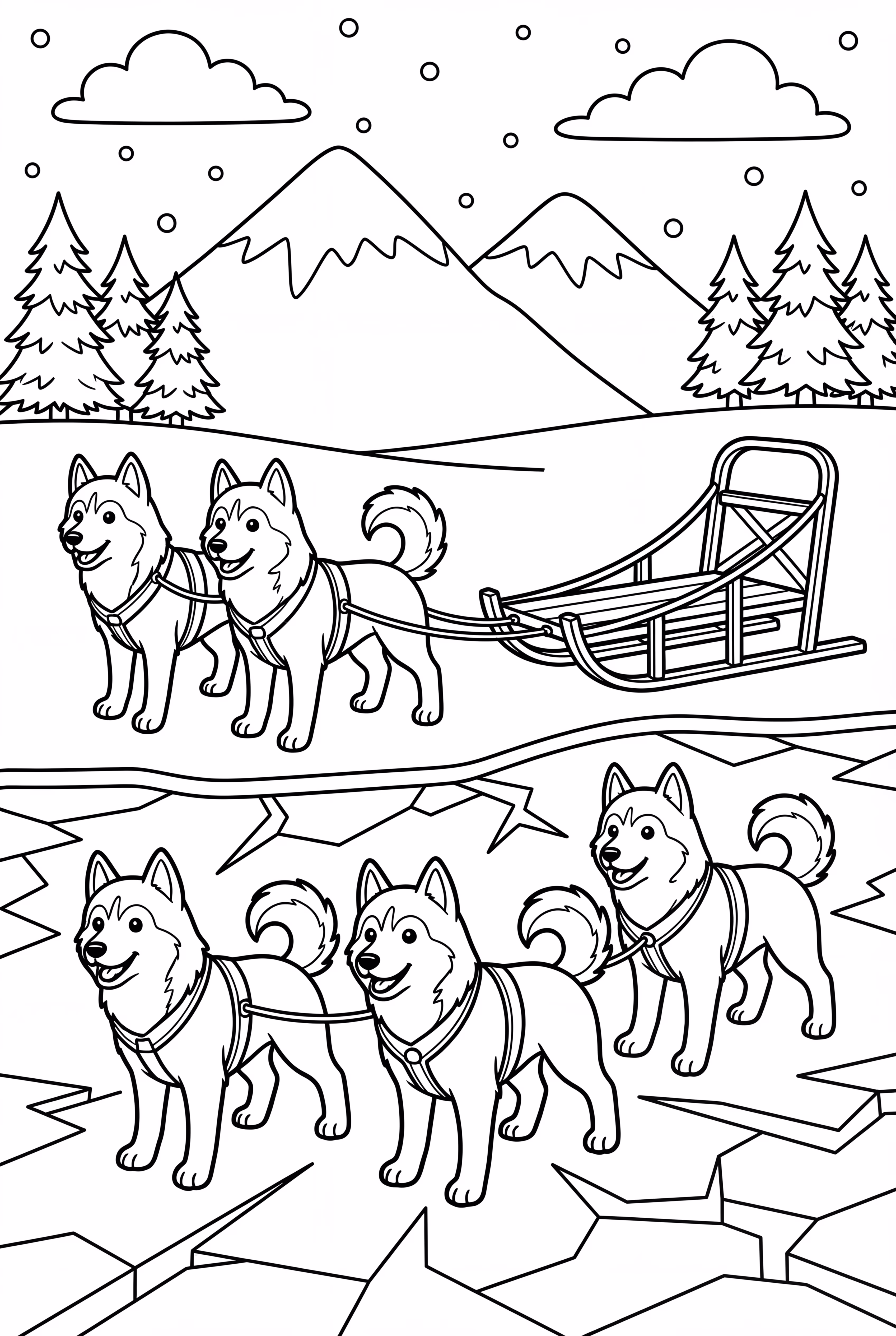 Dog Sled On Frozen Lake