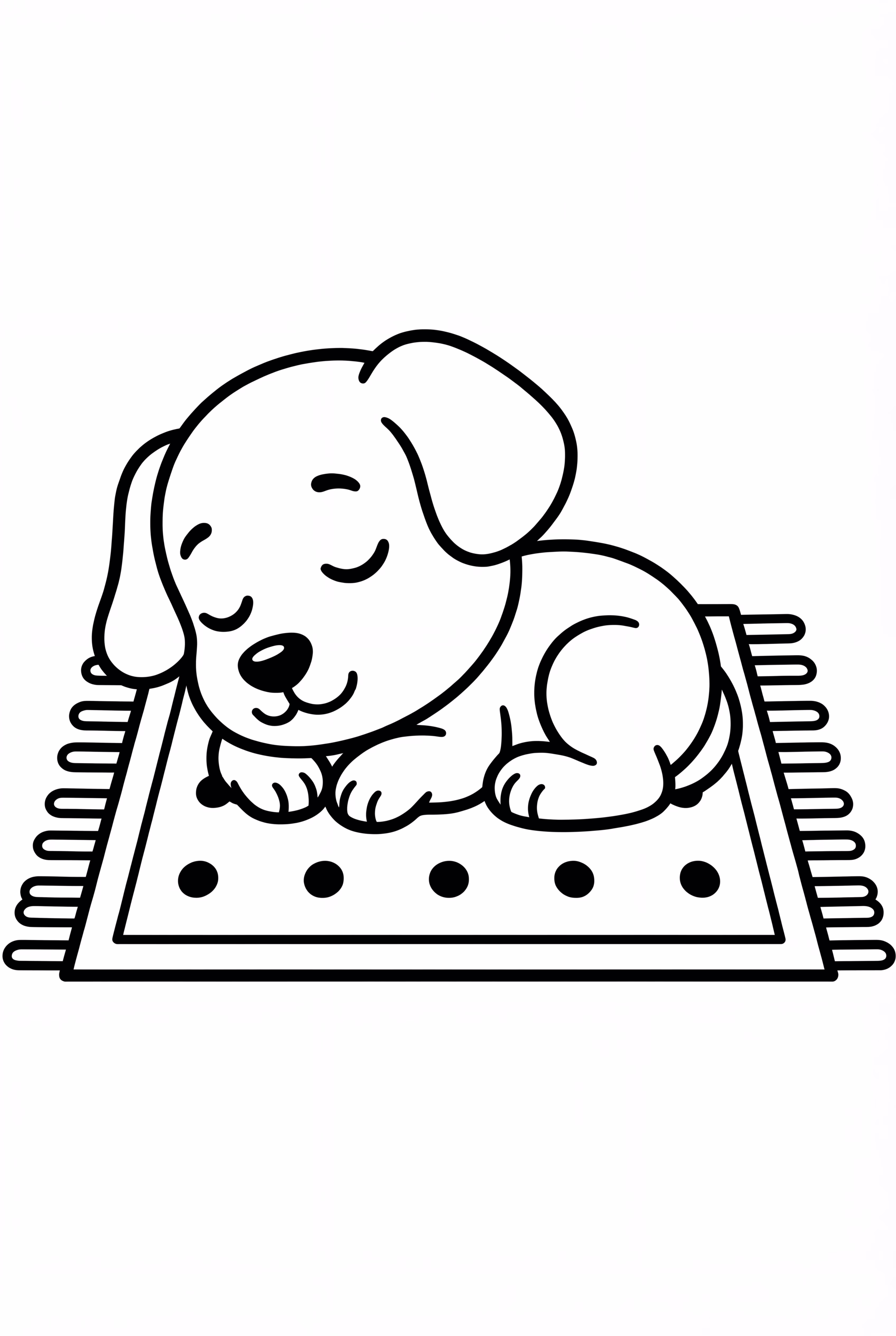 ラグの上で寝ている犬