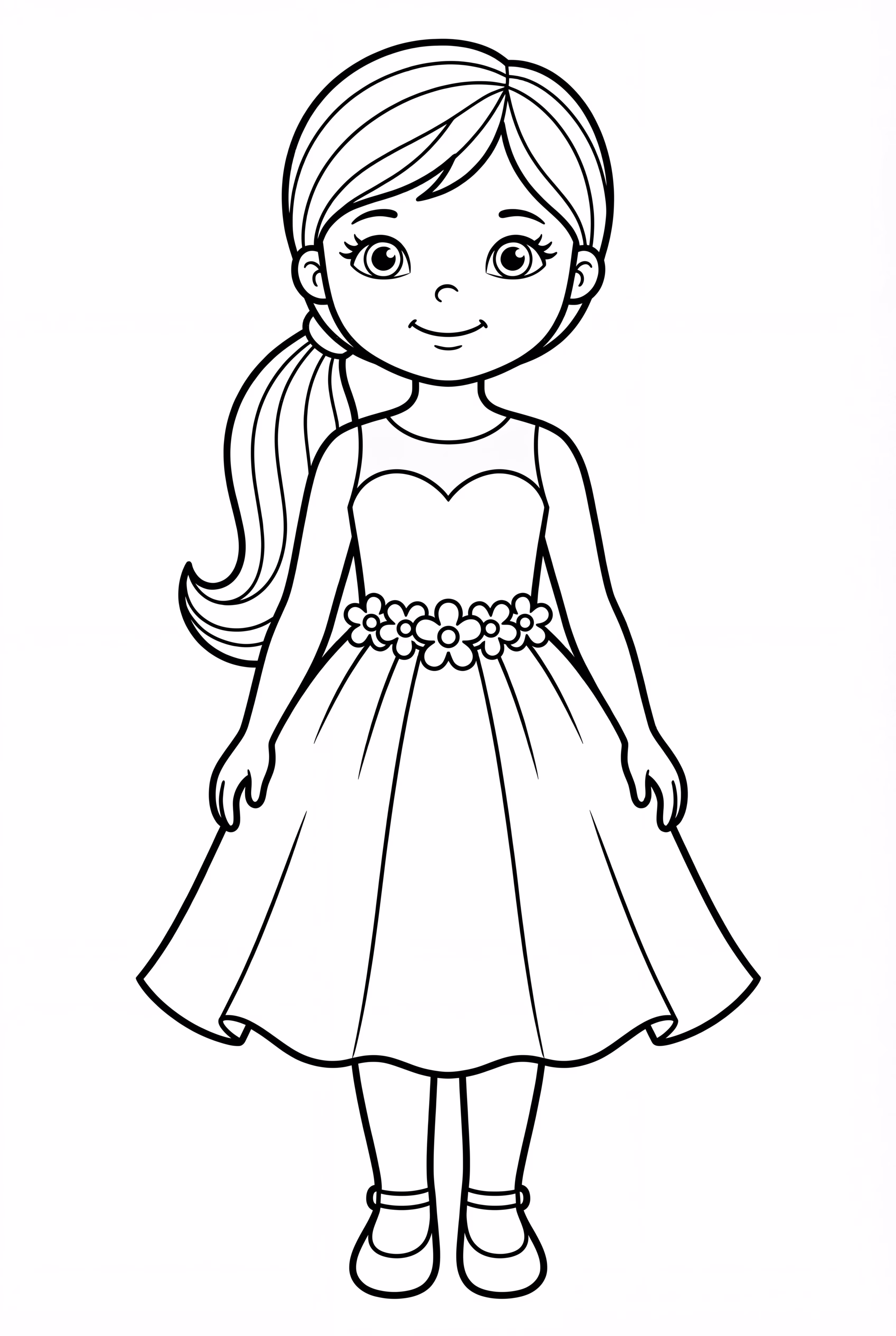 Doll dress with floral decorations