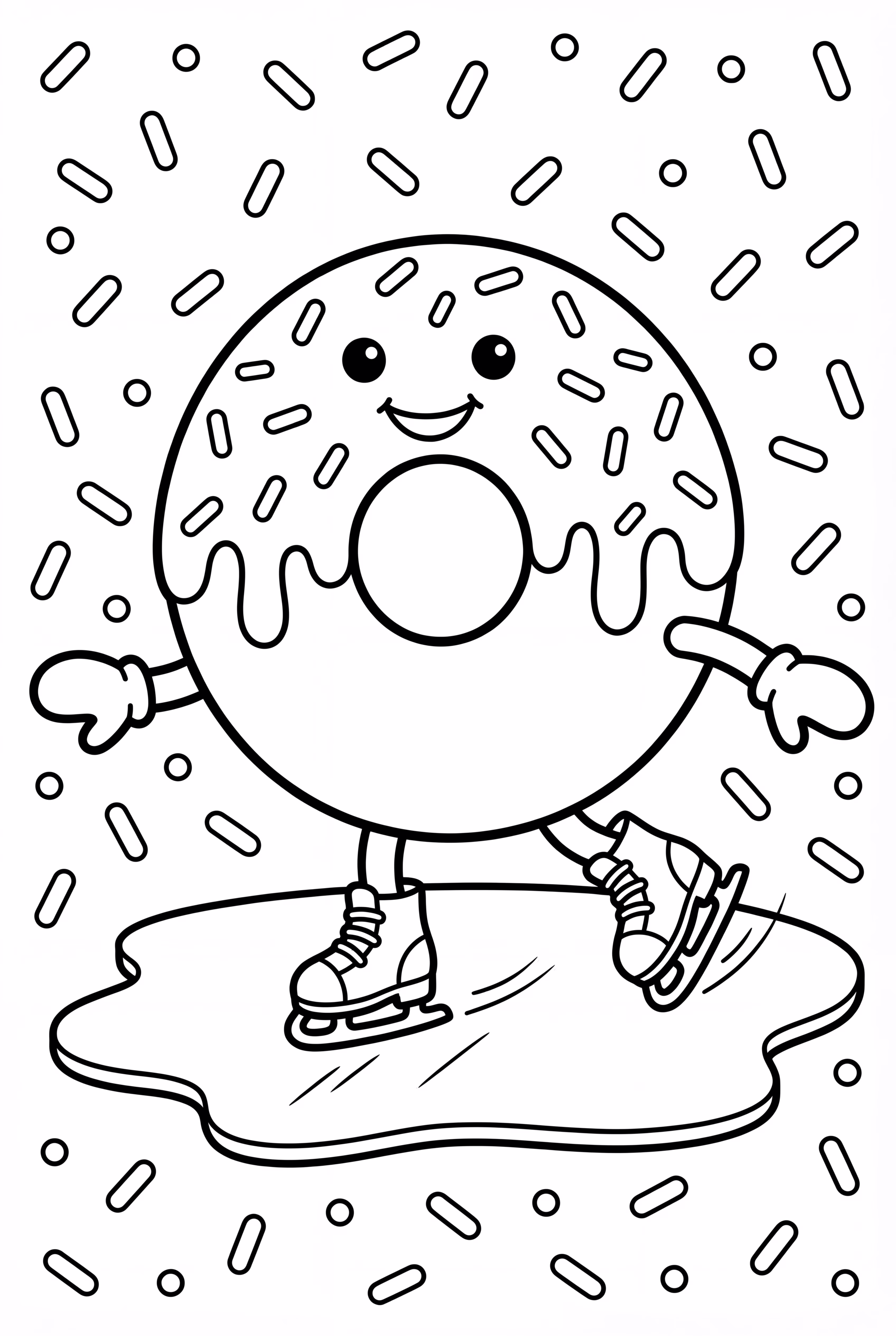 アイスリンクでスケートをするドーナツ