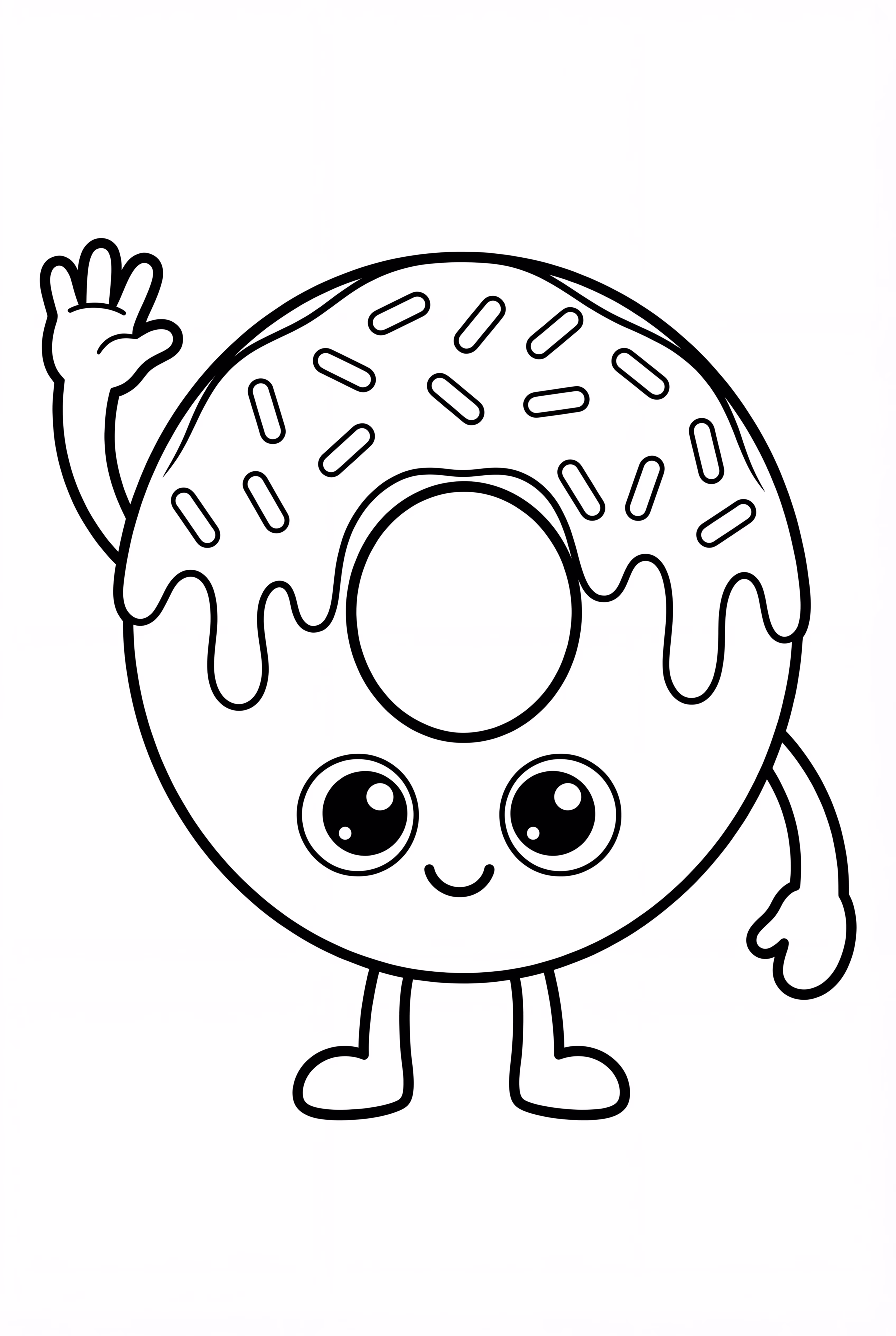 Donut Waving With Cute Face