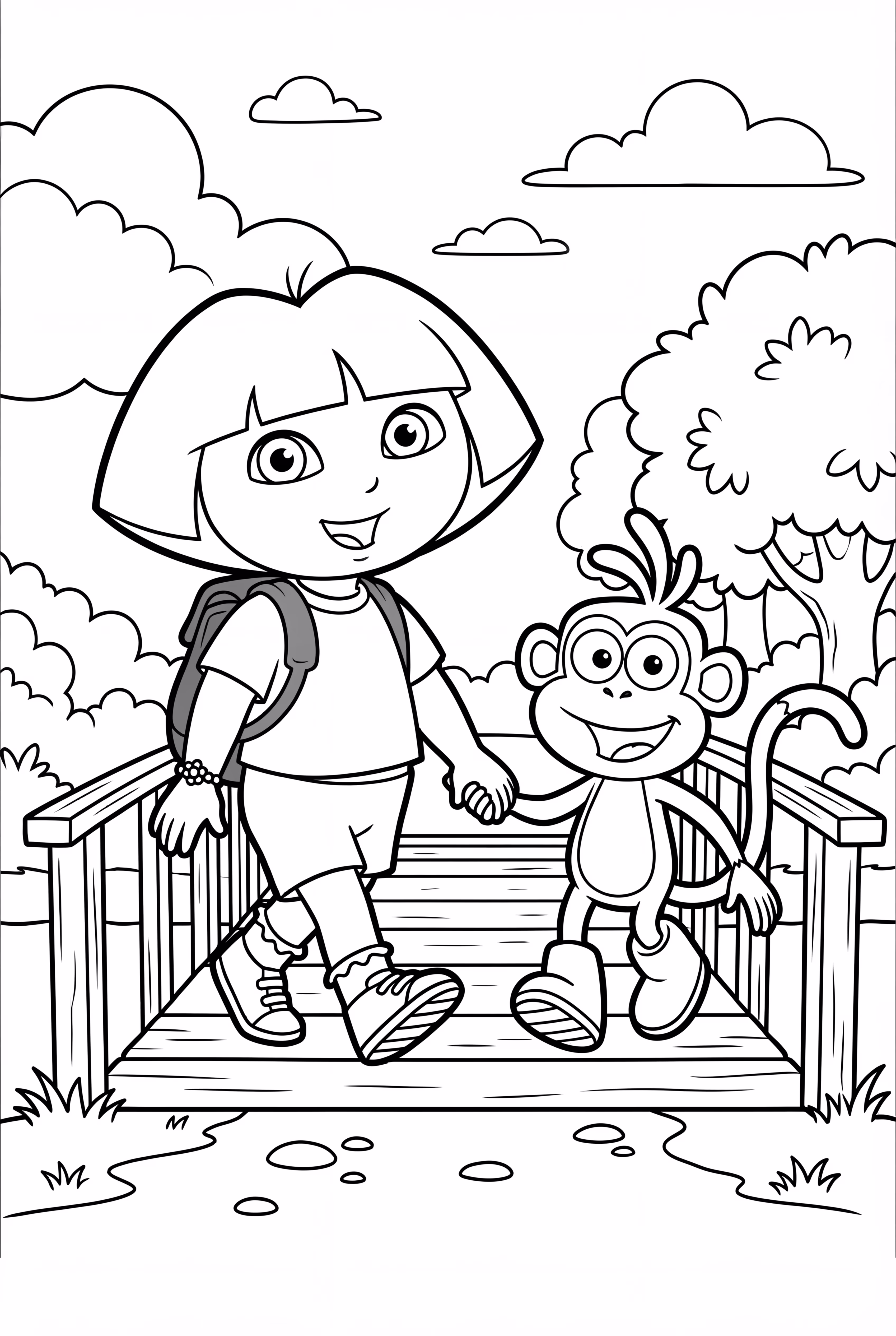 Dora And Boots Crossing The Bridge