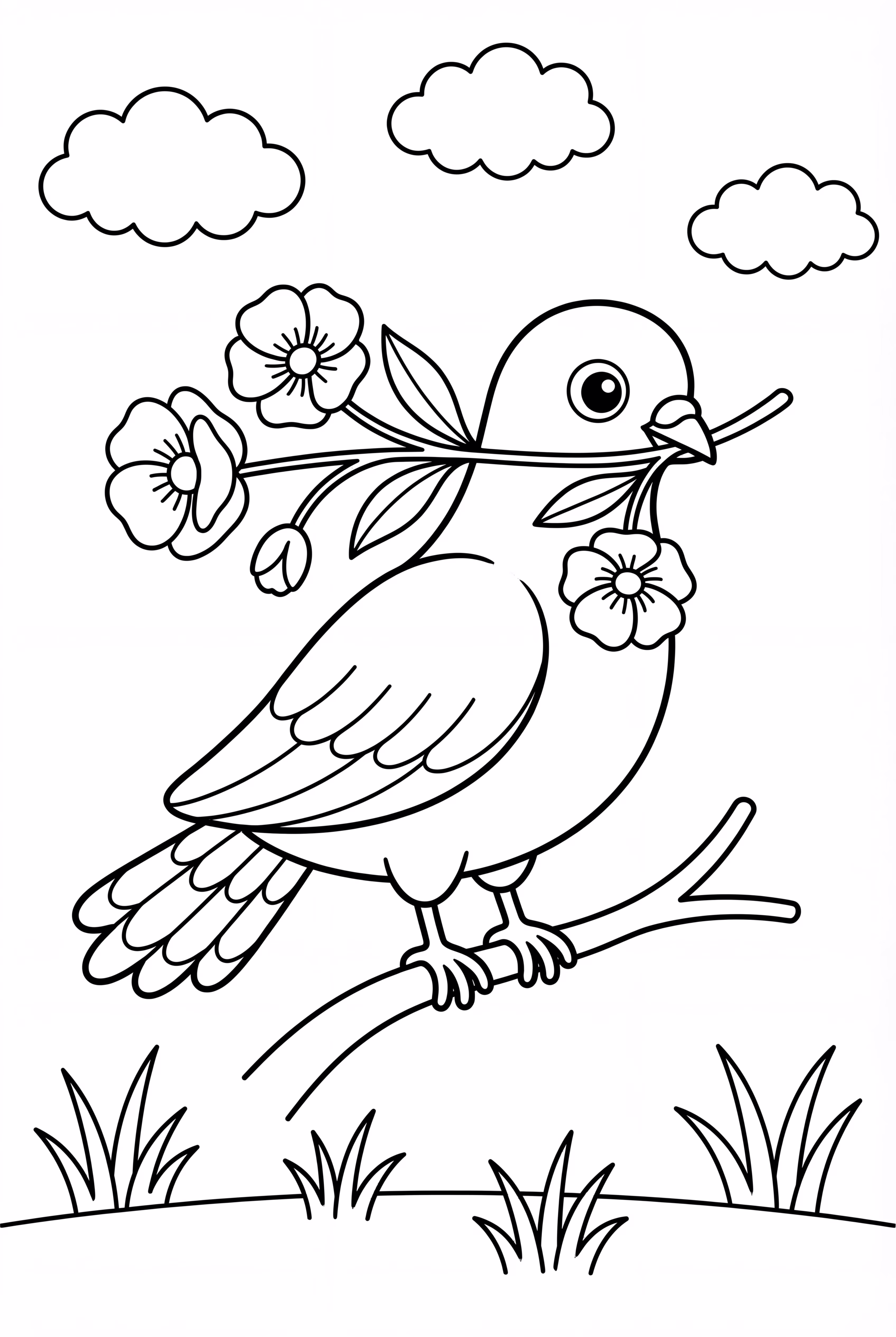 手拿罂粟花枝的鸽子