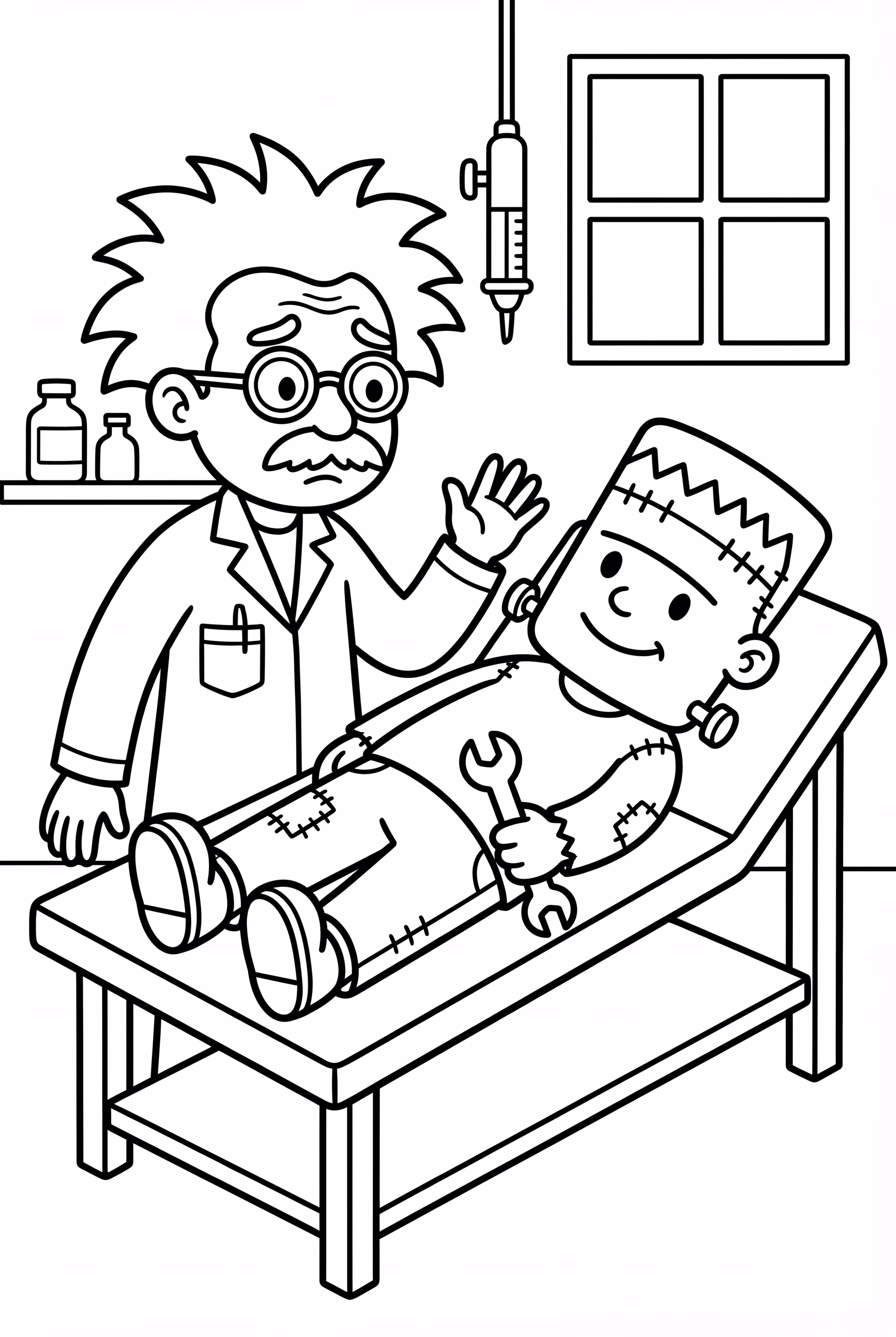 Dr. Frankenstein Creating His Monster