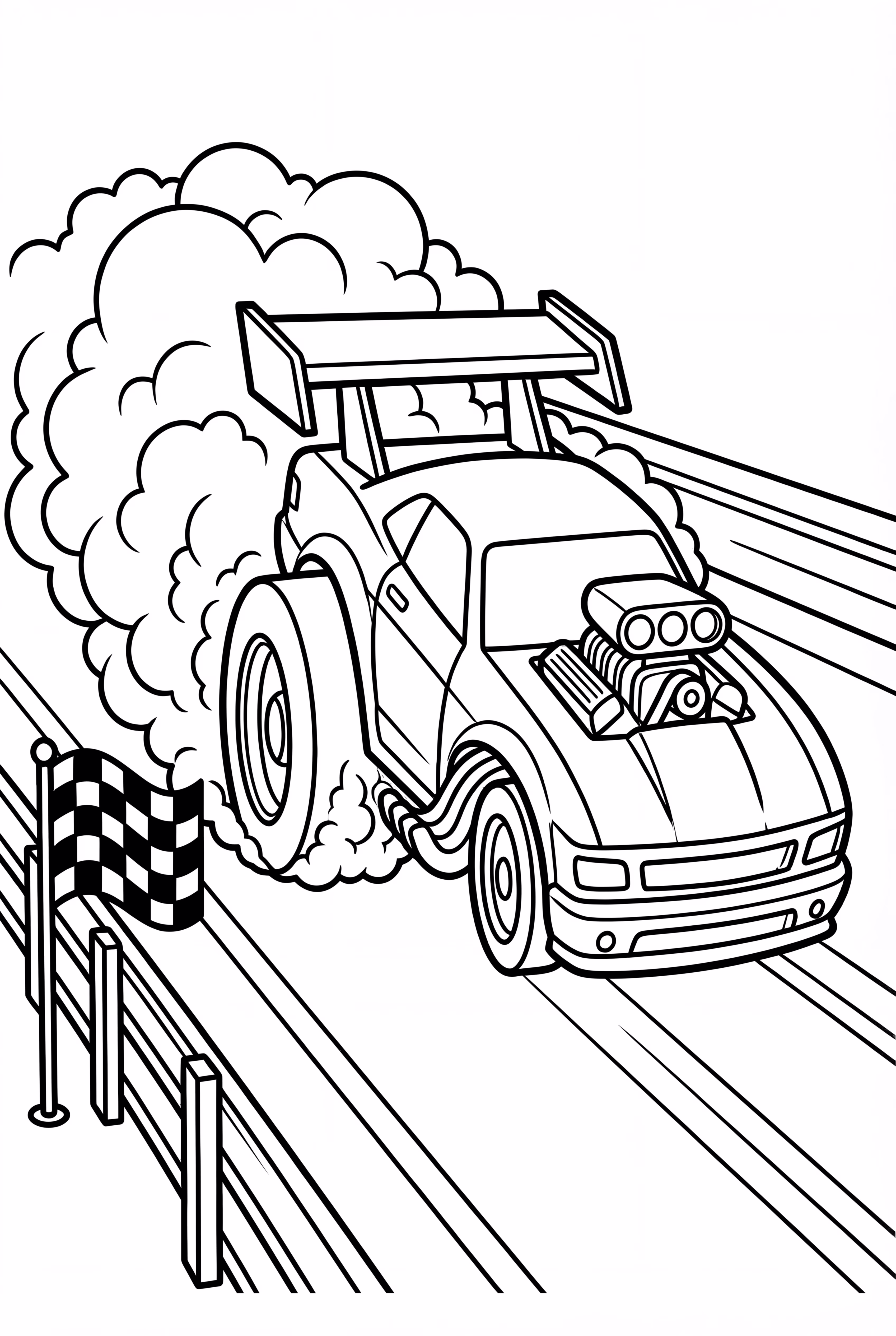 Drag Race Car With Smoke Behind Wheels