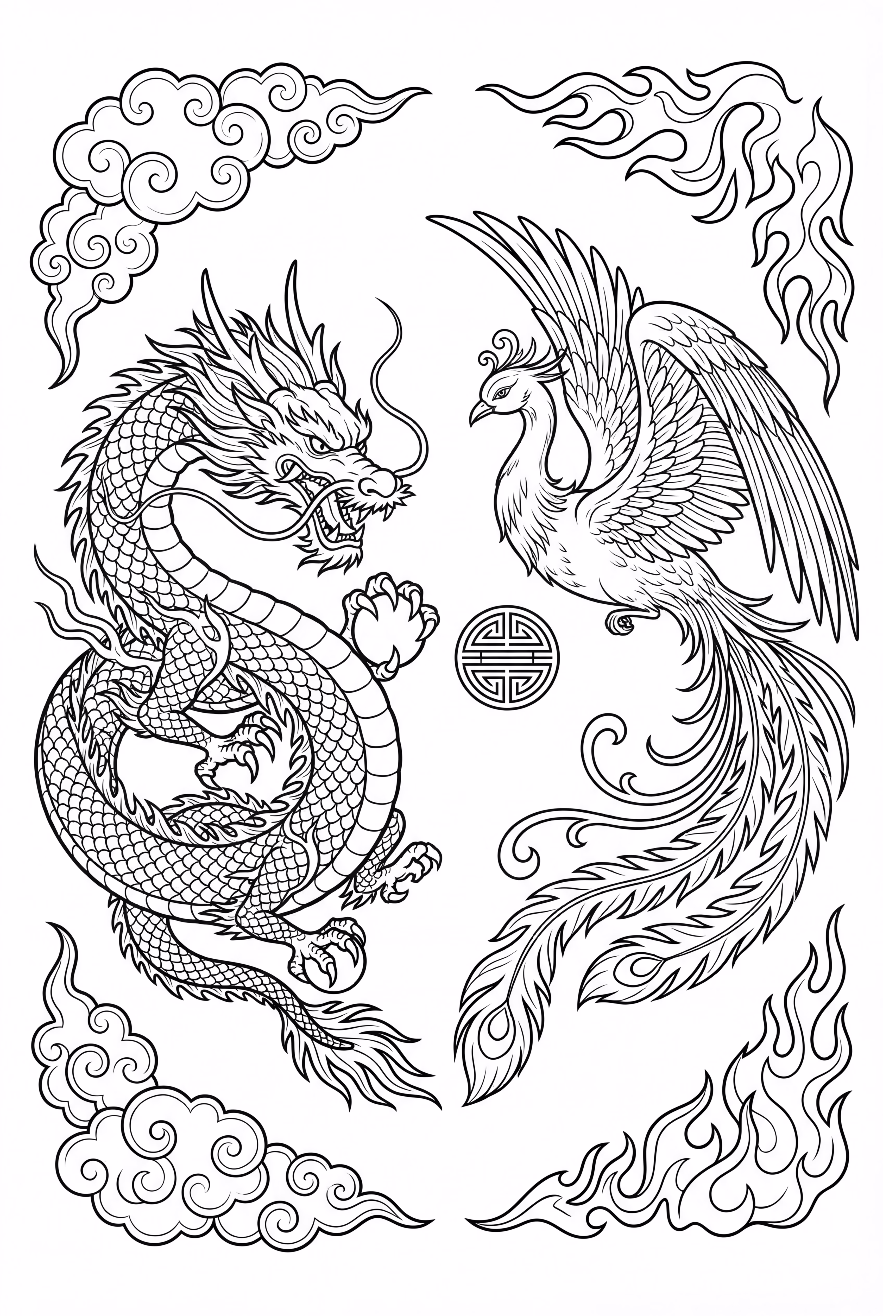 Dragon And Phoenix Yin Yang Symbol