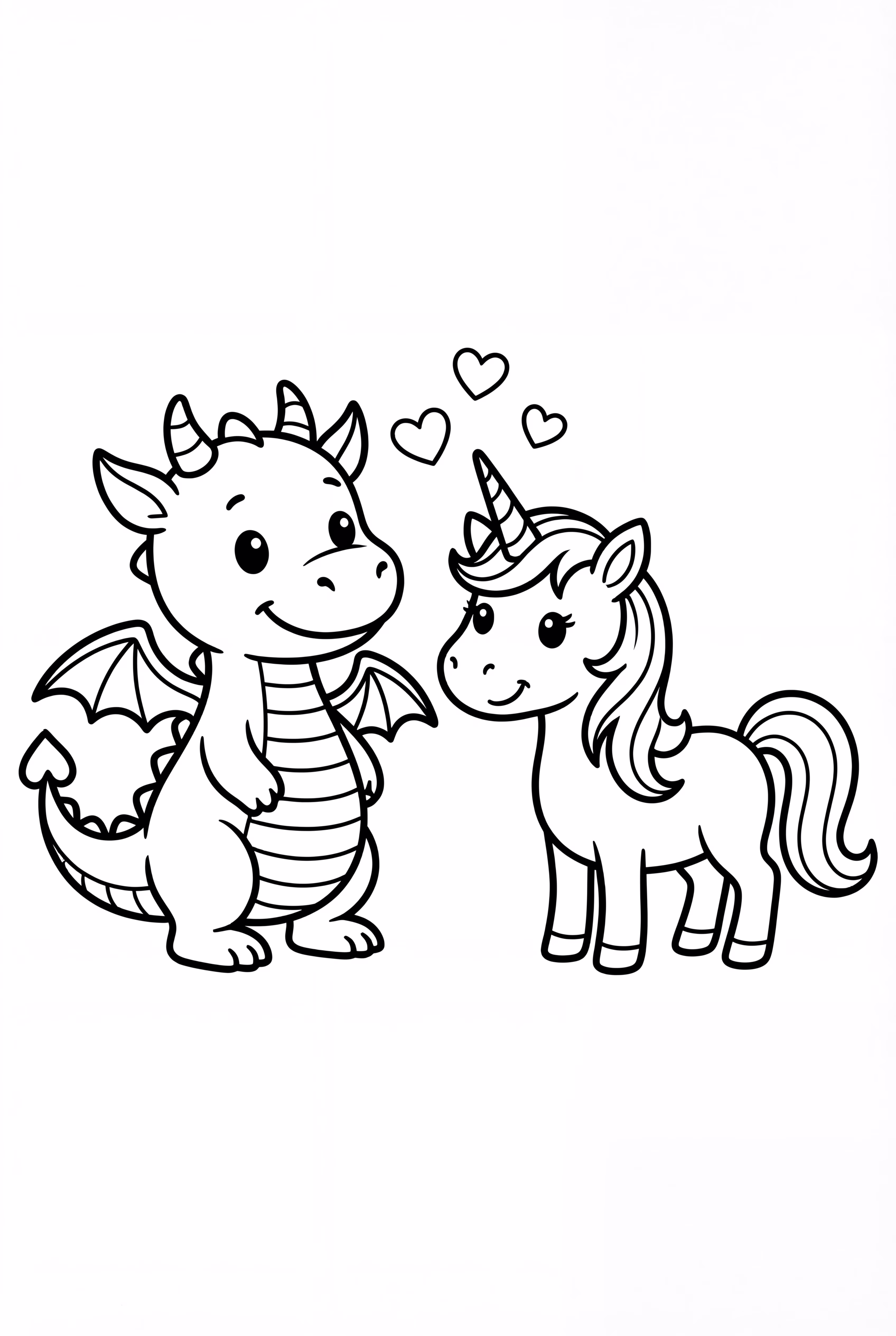 Dragon And Unicorn Friendship Scene