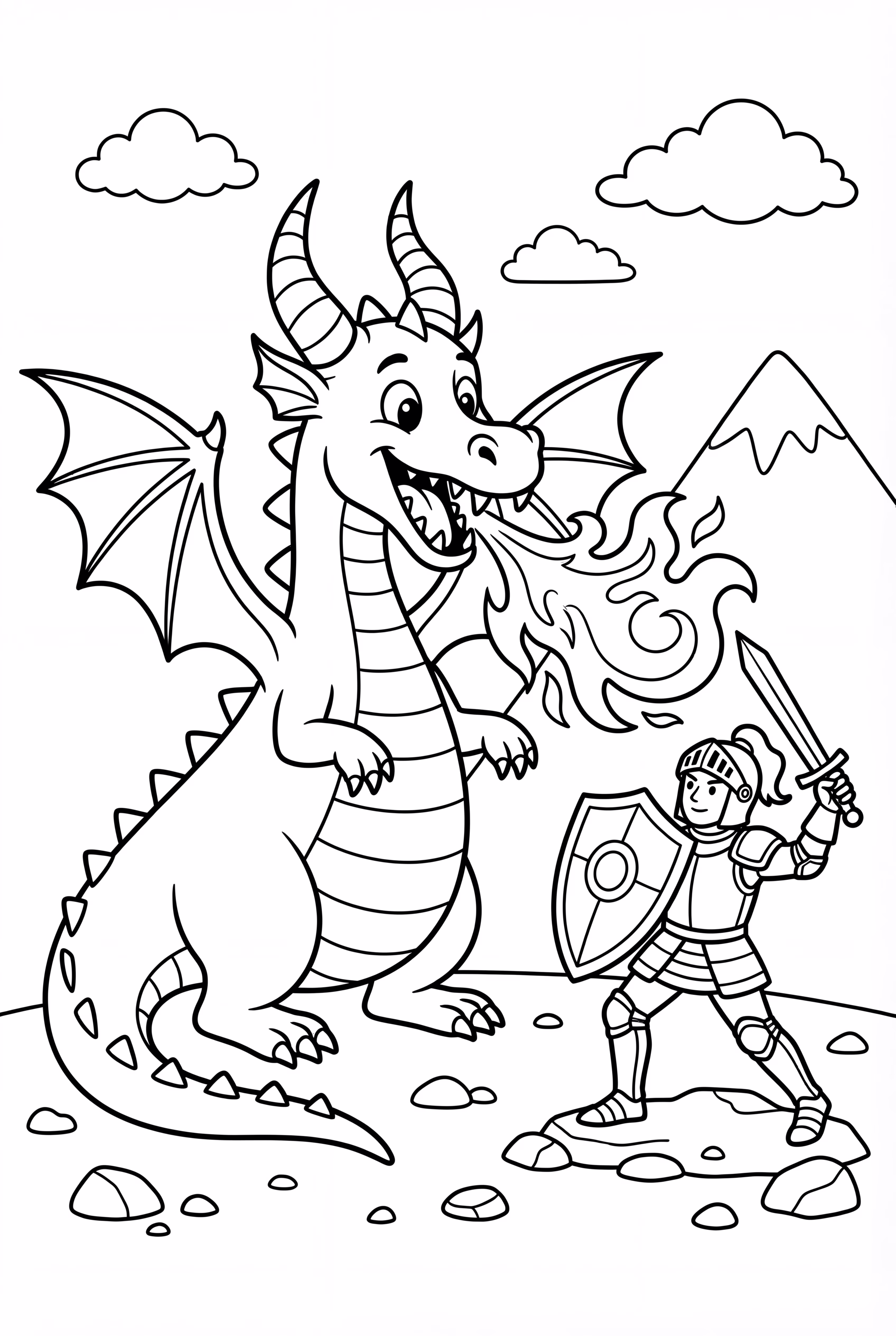 Dragon Breathing Fire At Knight