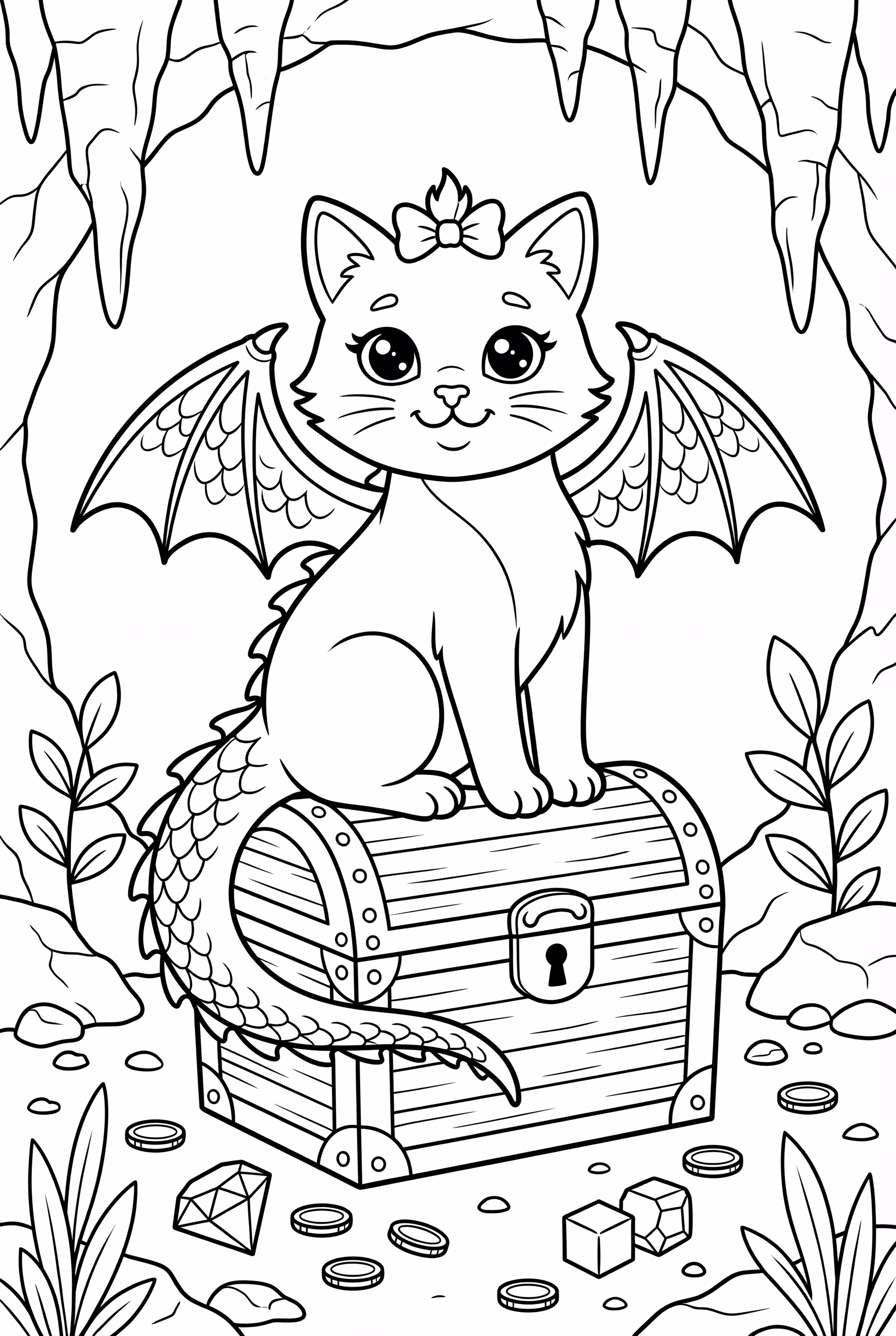 Dragon Cat Guarding Treasure