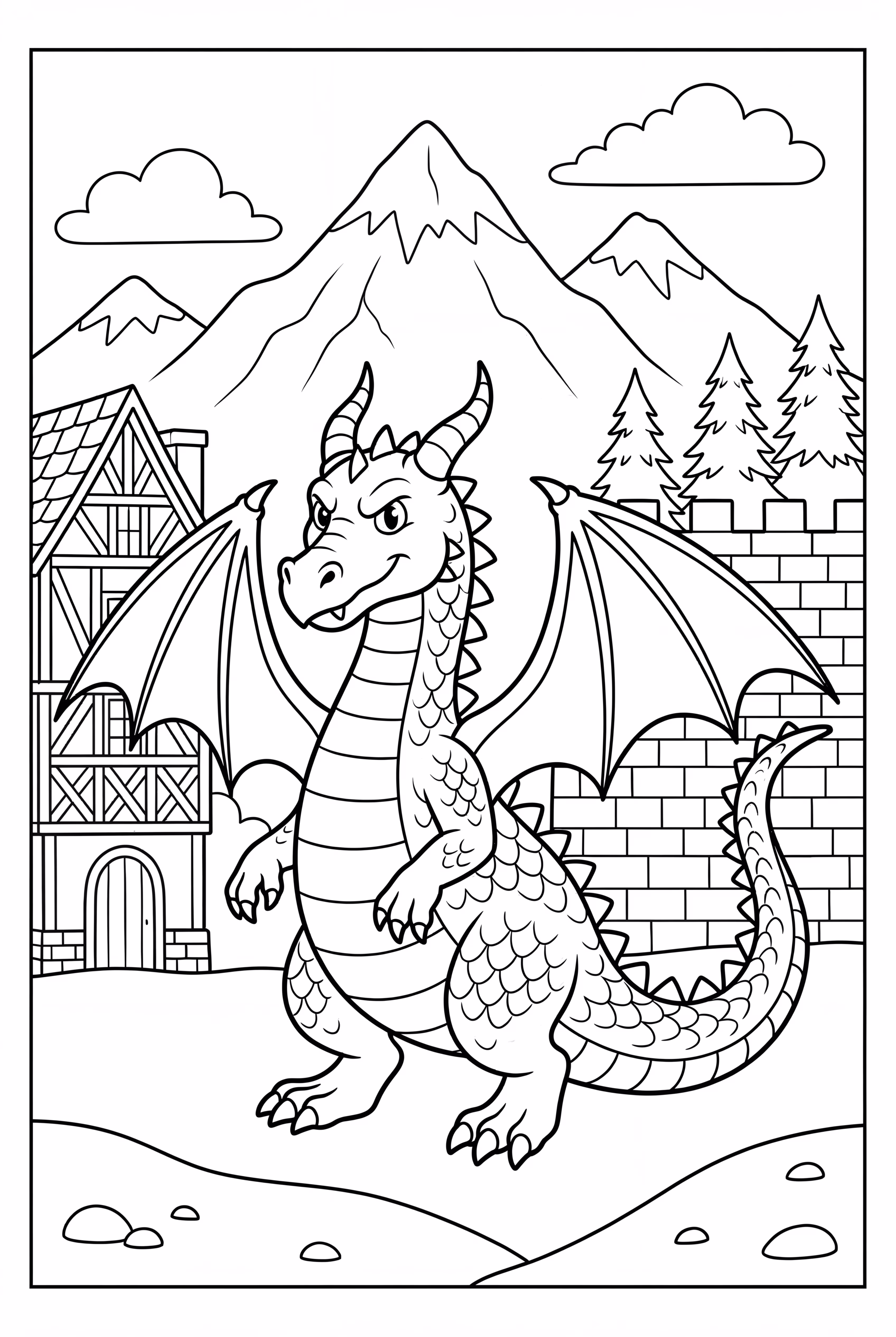 Dragon Defending Village From Attack