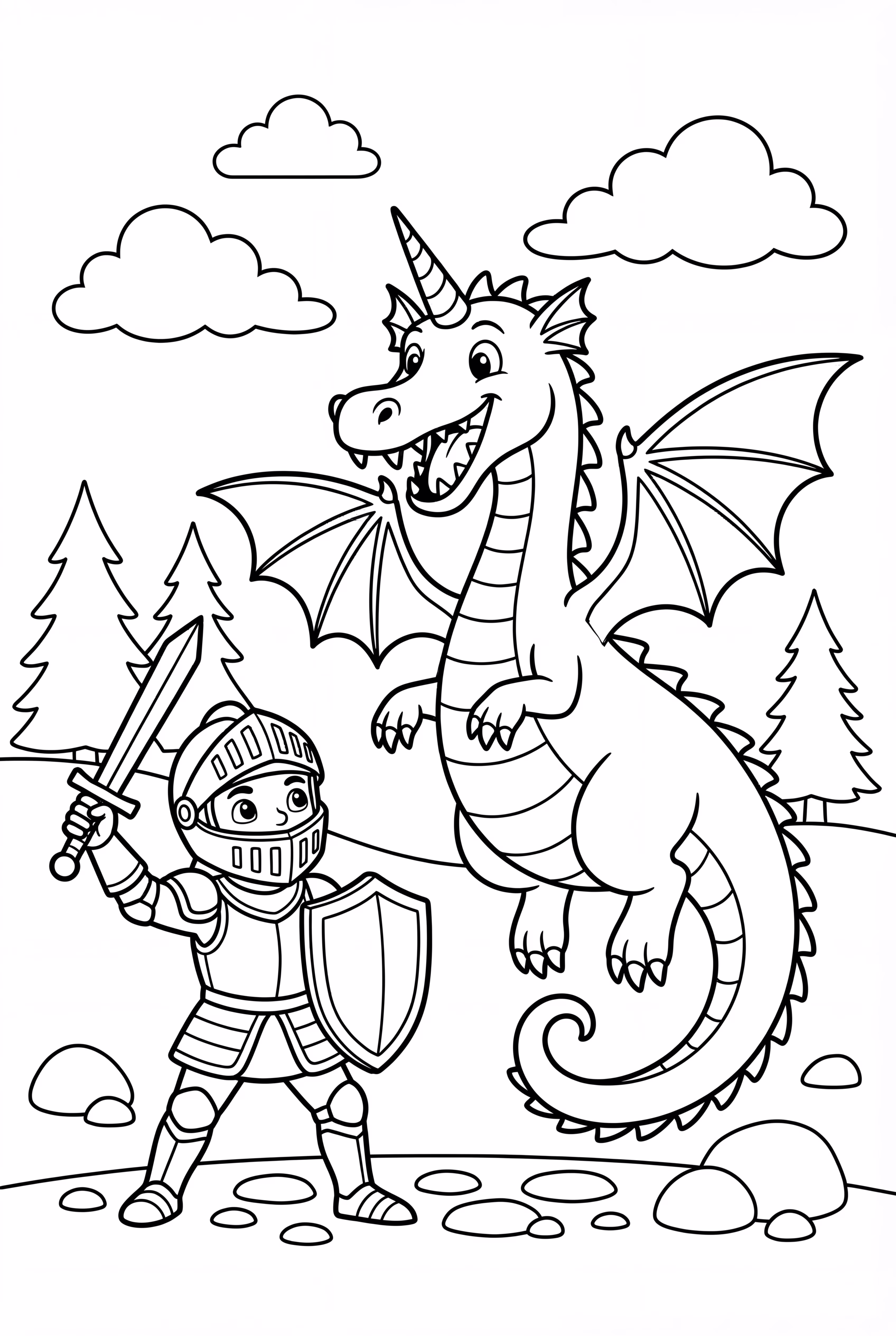 Dragon Fighting A Knight