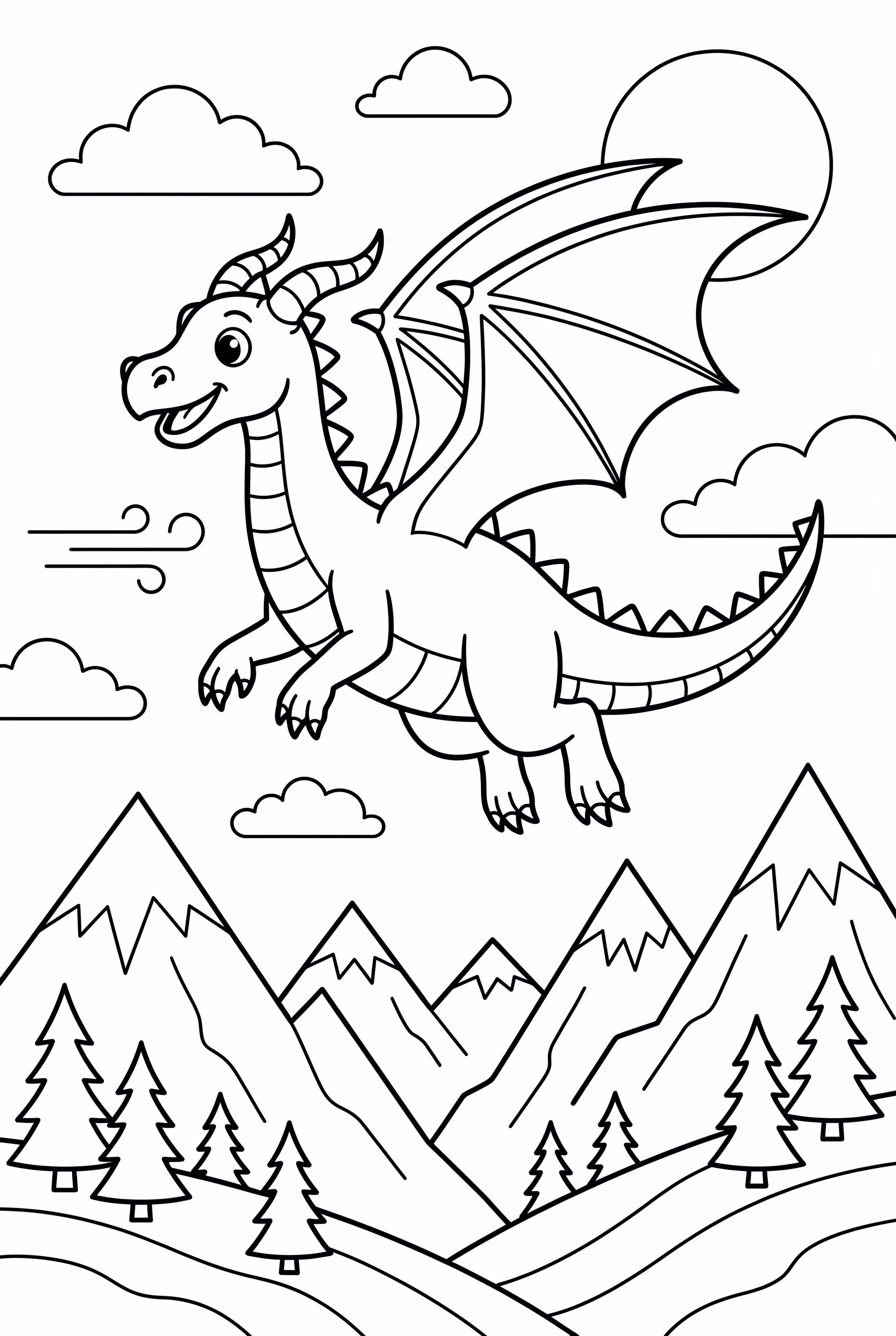 Dragon Flying Over Mountains