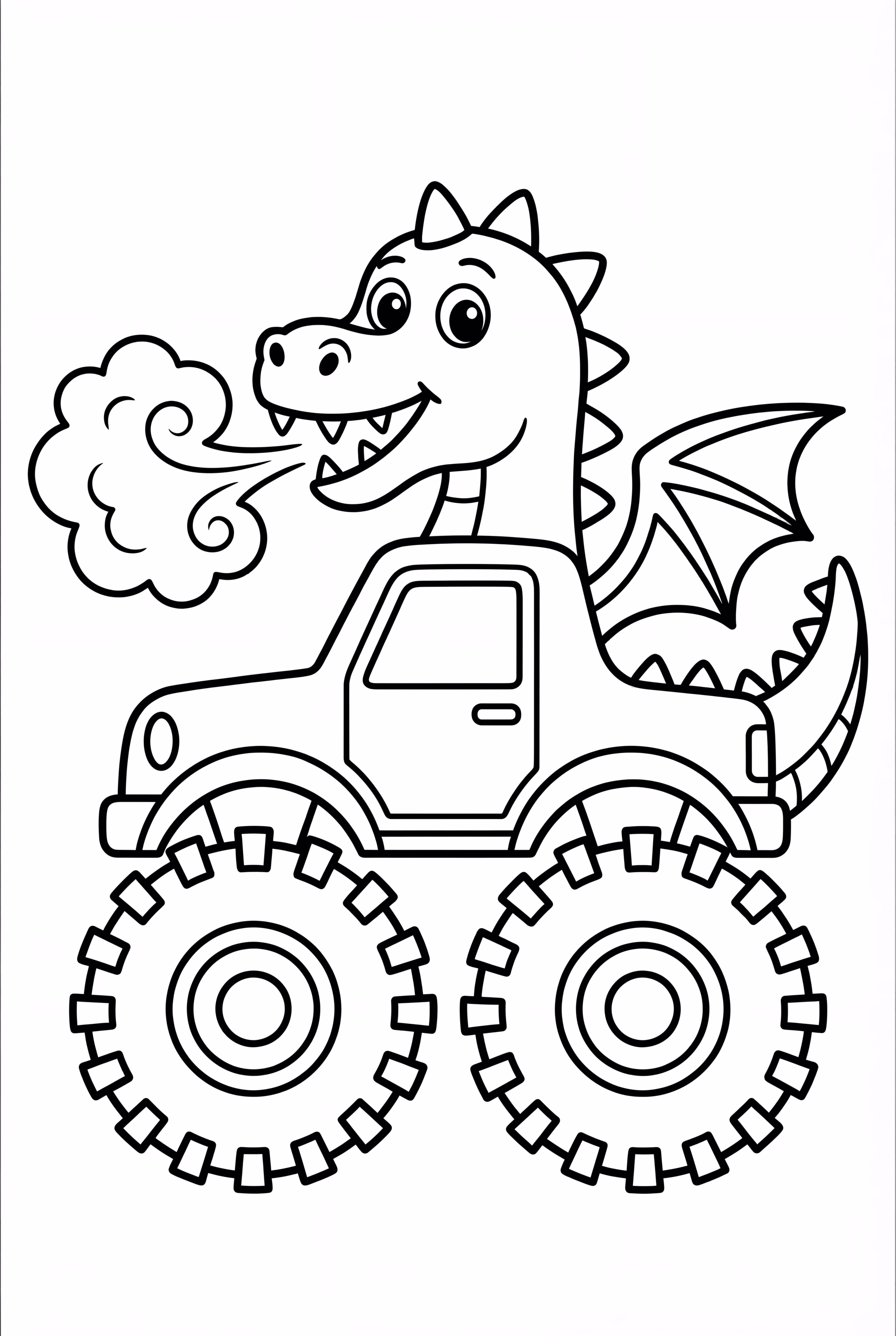 Caminhão Monstro Dragão Soltando Fumaça