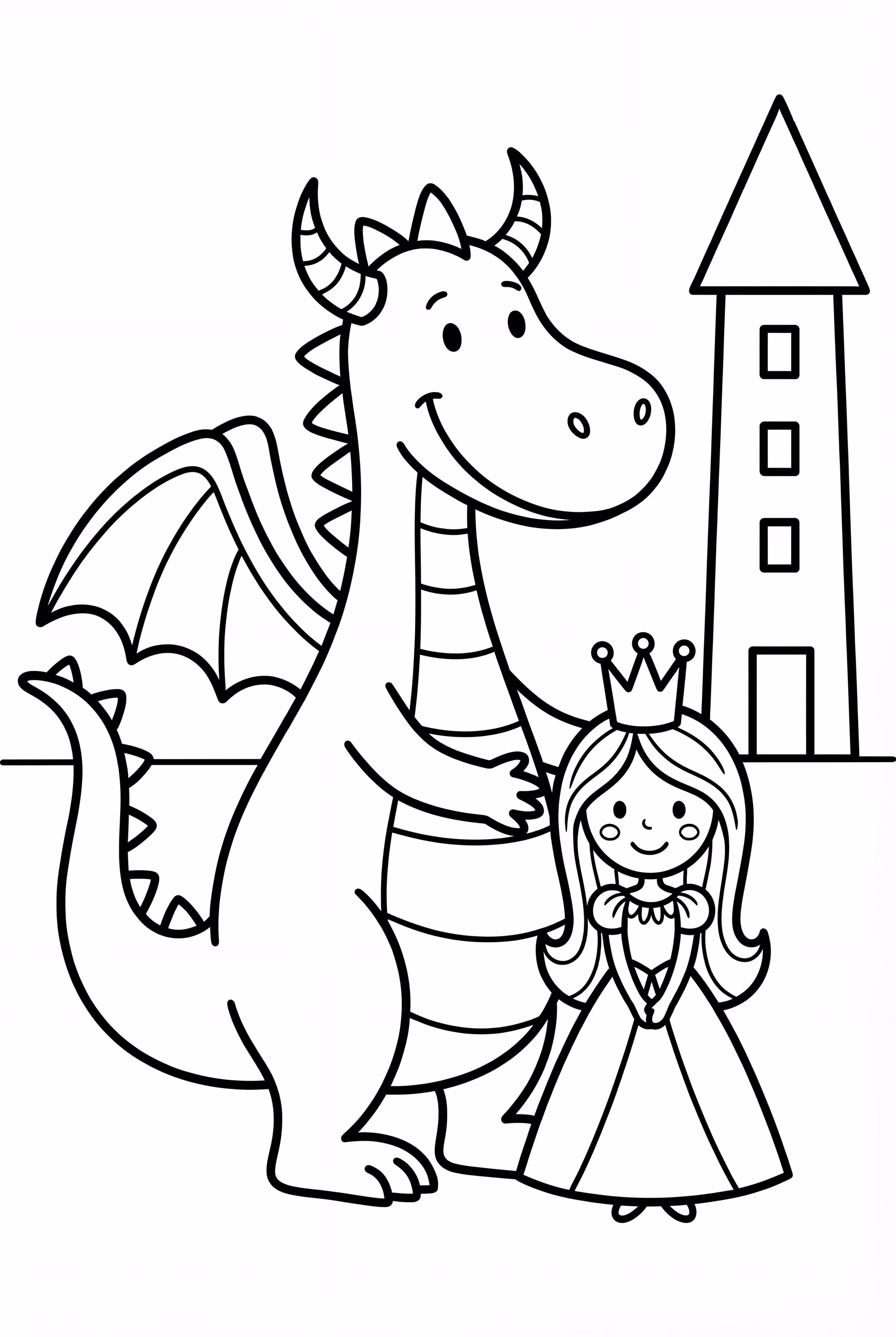 Dragon Rescuing Princess From Tower