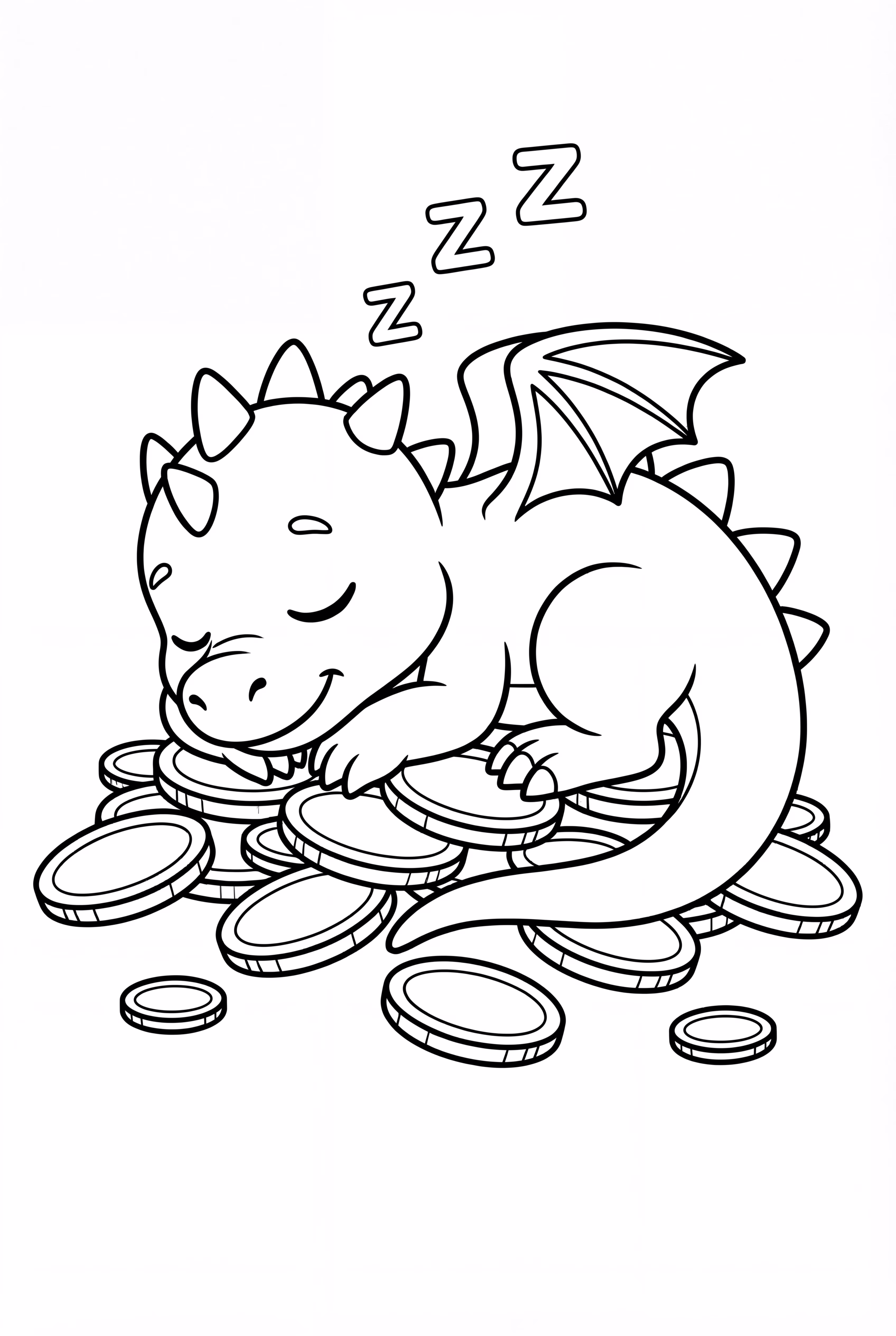 Dragon Sleeping On Gold Coins