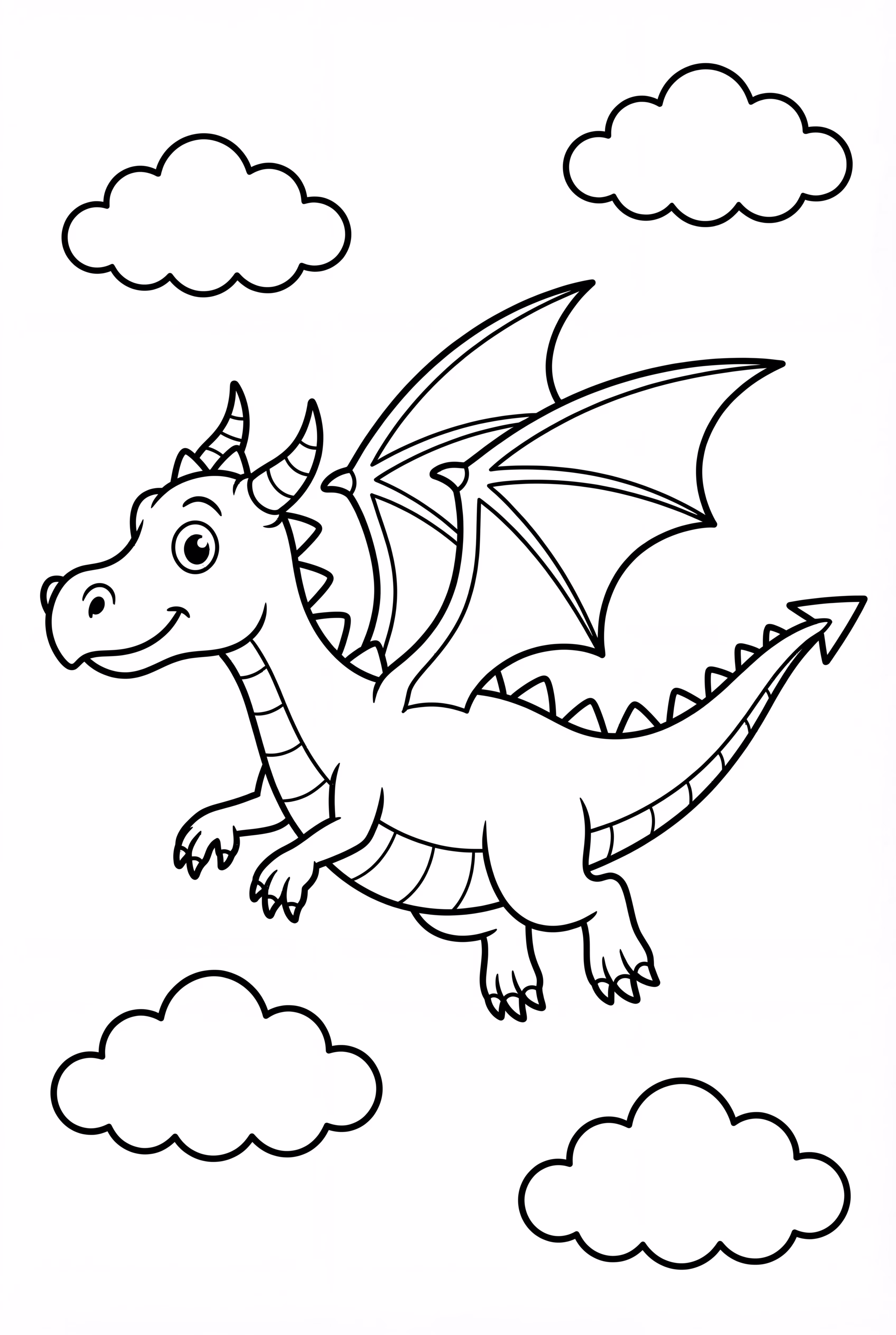 Dragon Soaring Through Clouds