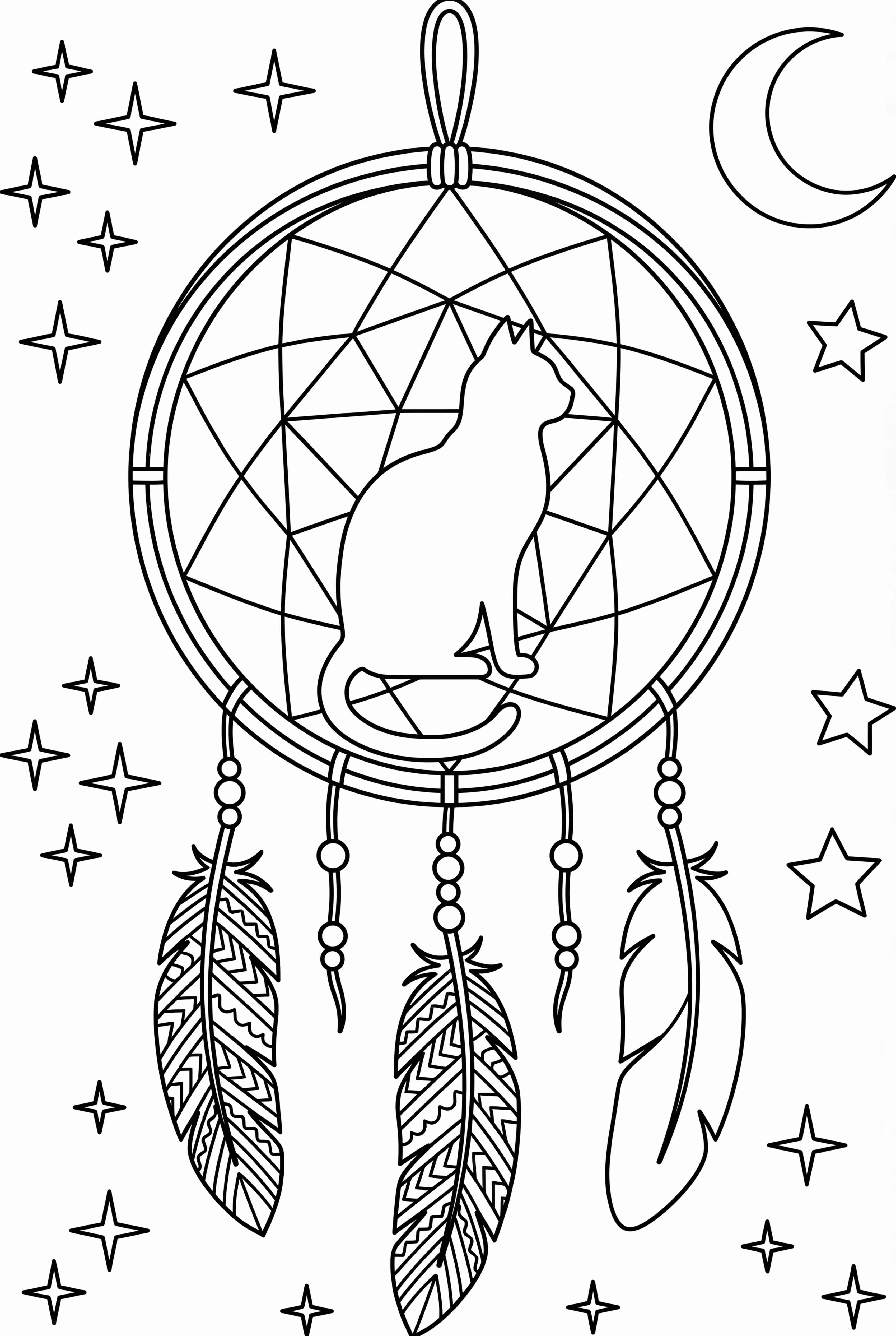 Dream Catcher With Cat Silhouette