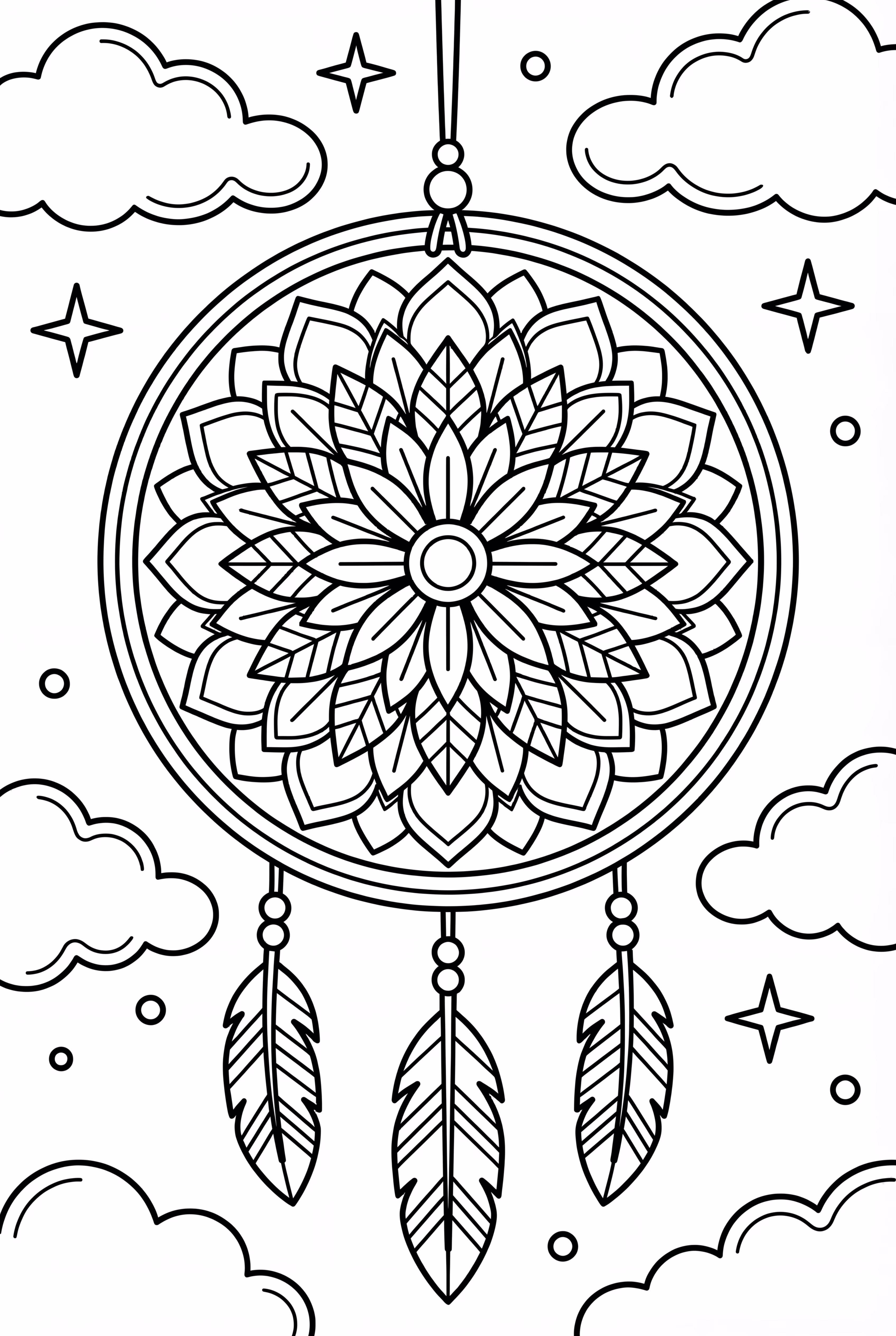 Dreamcatcher With Feathered Mandala