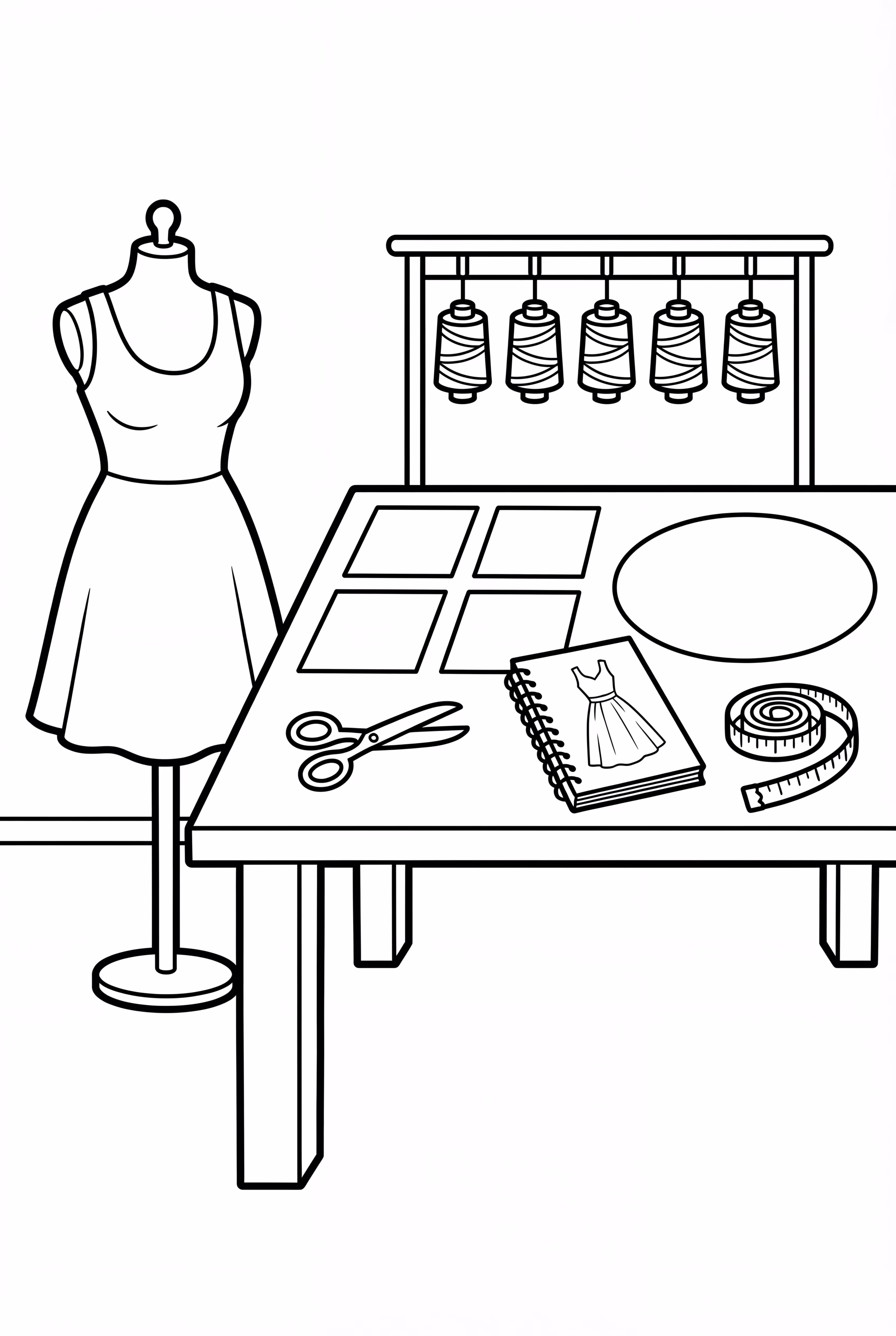 Dress Design Studio with Fabric Swatches