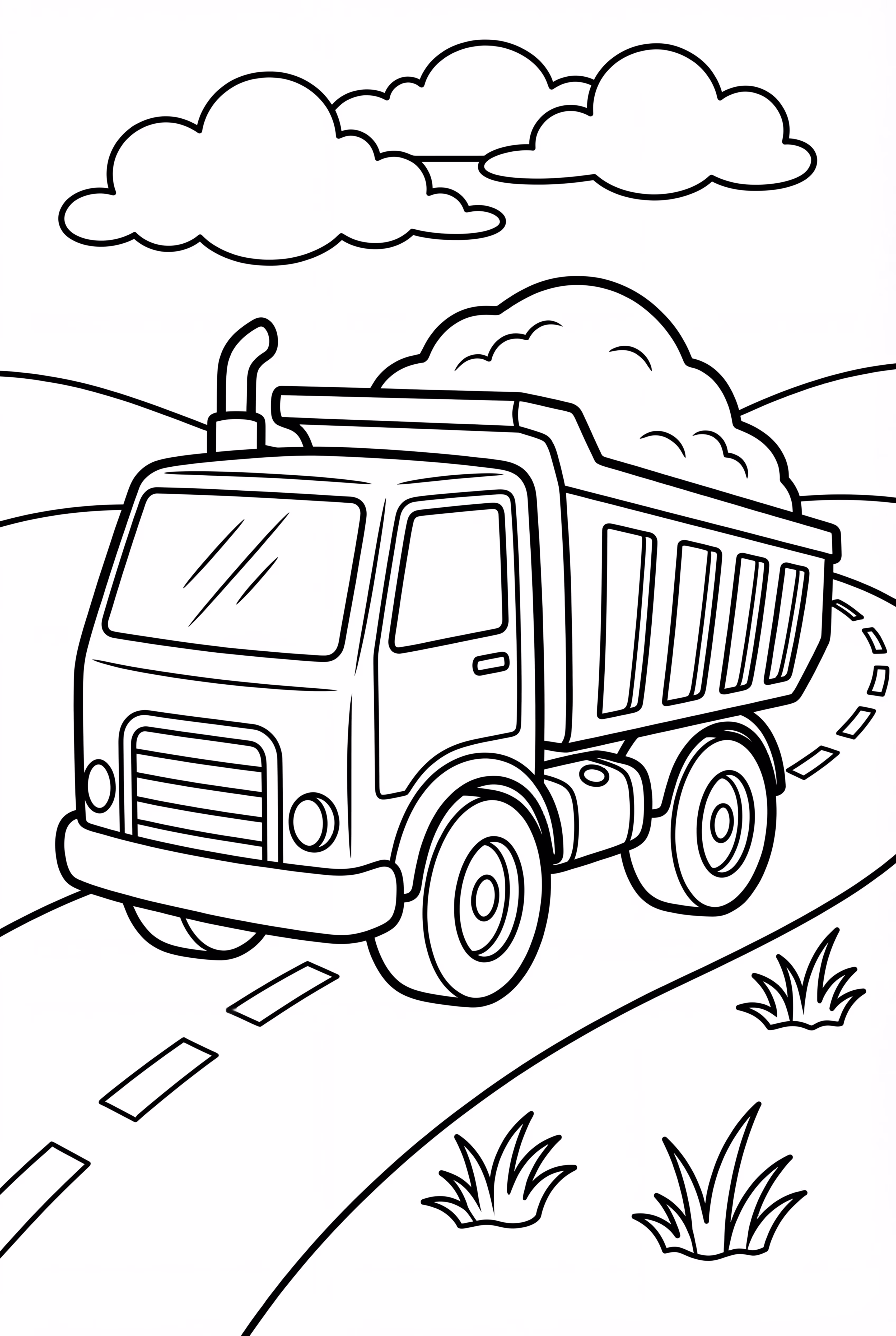 Camión Volquete Conduciendo en una Carretera