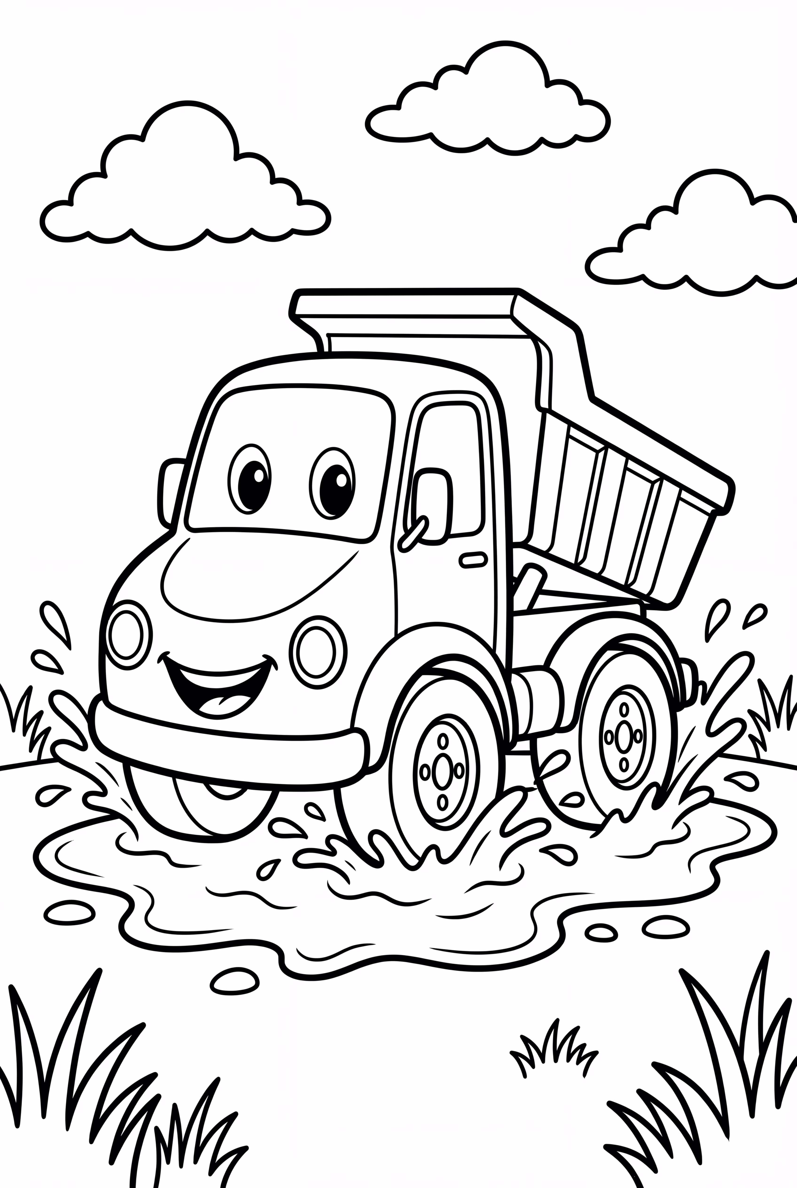Dump Truck Splashing In Mud