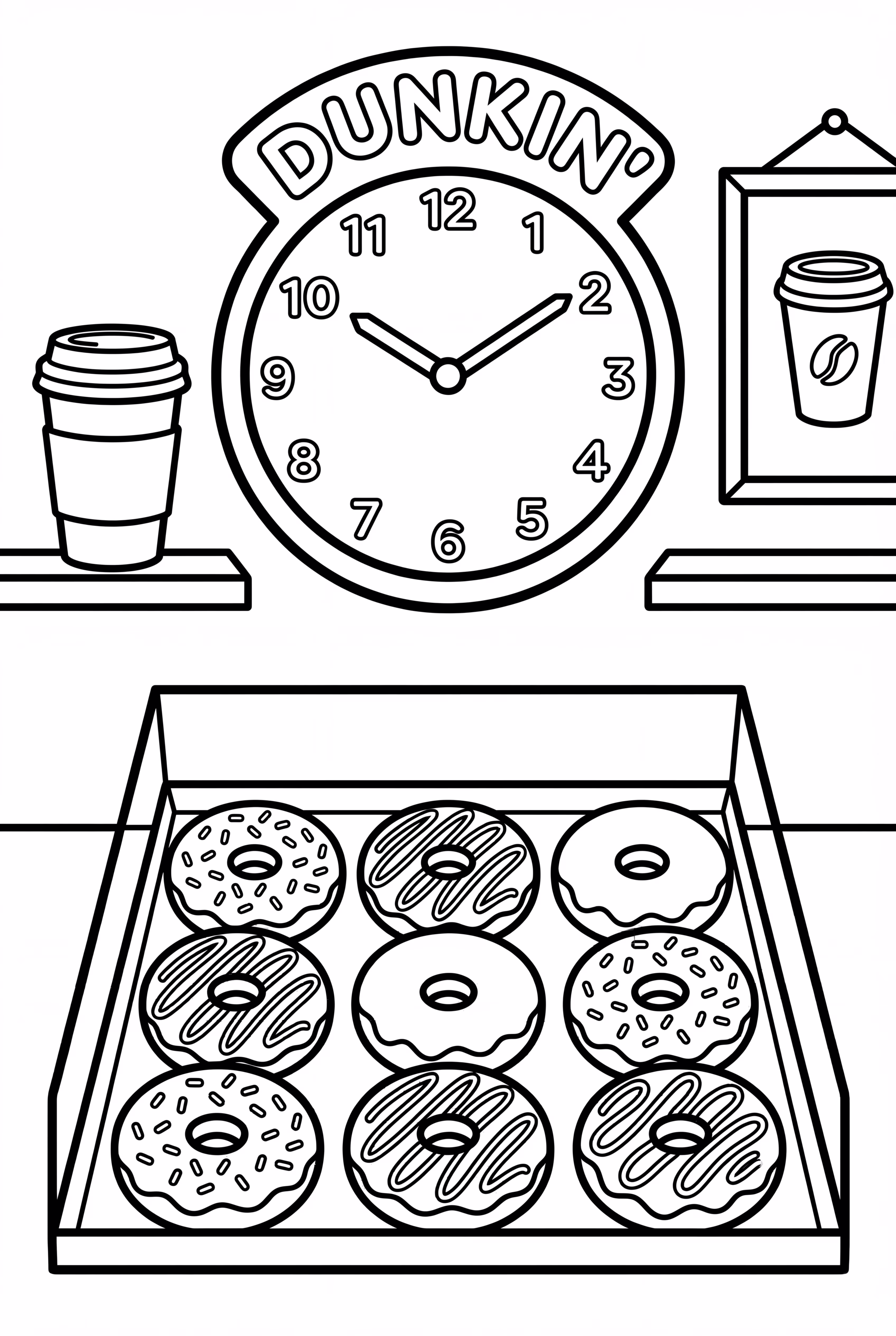 Dunkin Donuts Clock And Donut Display