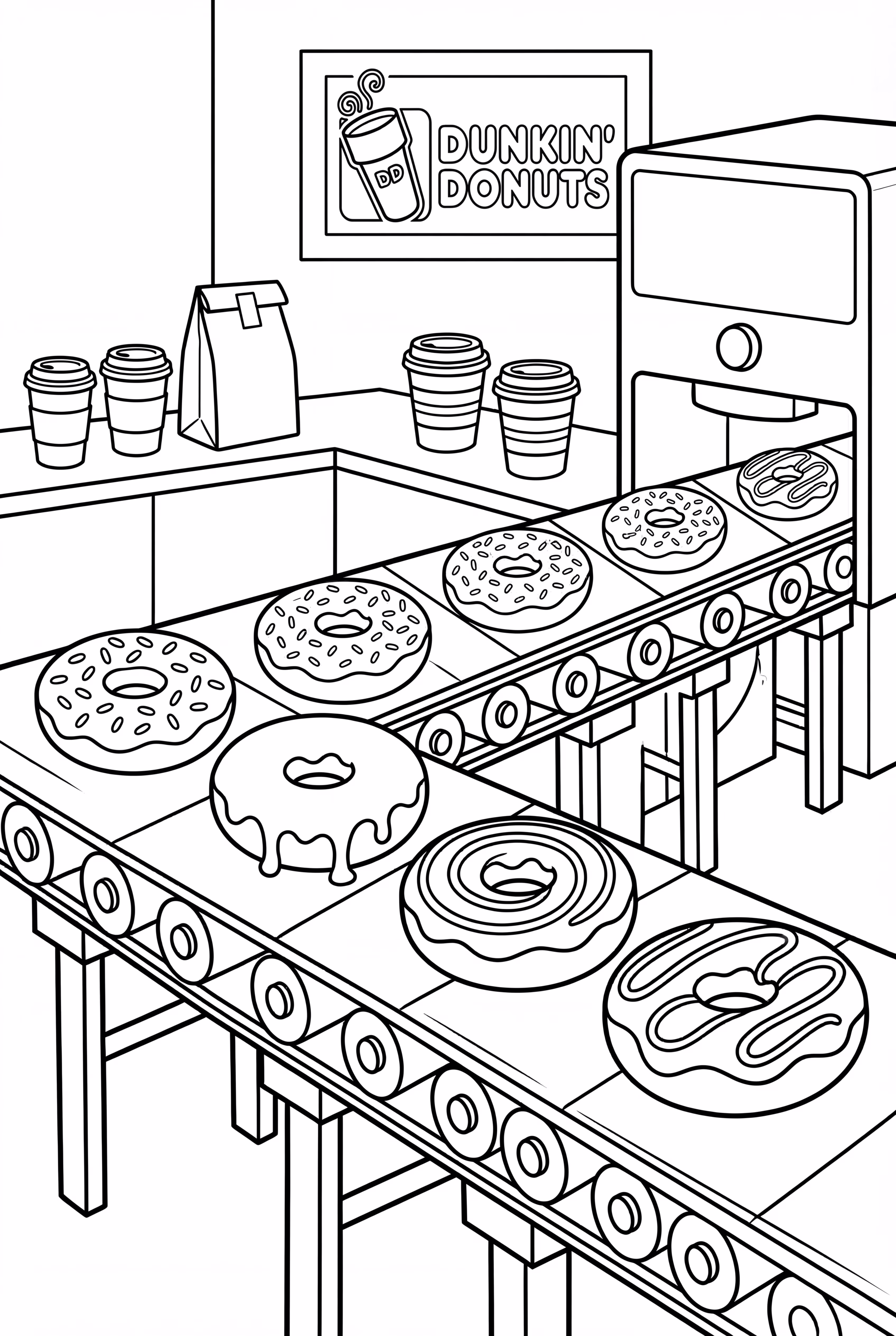 Dunkin Donuts Donuts On Conveyor Belt