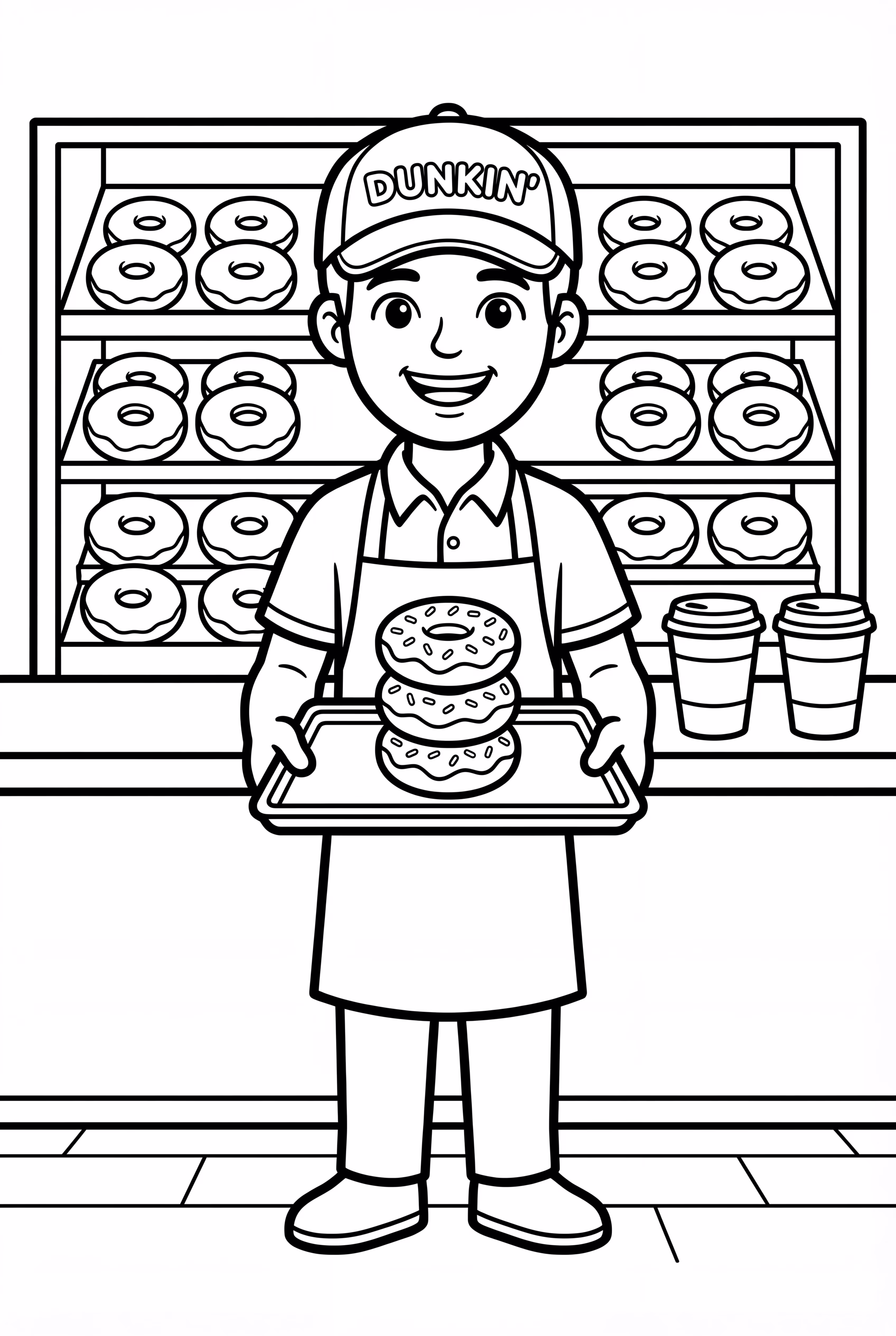 Dunkin Donuts Worker Serving Donuts