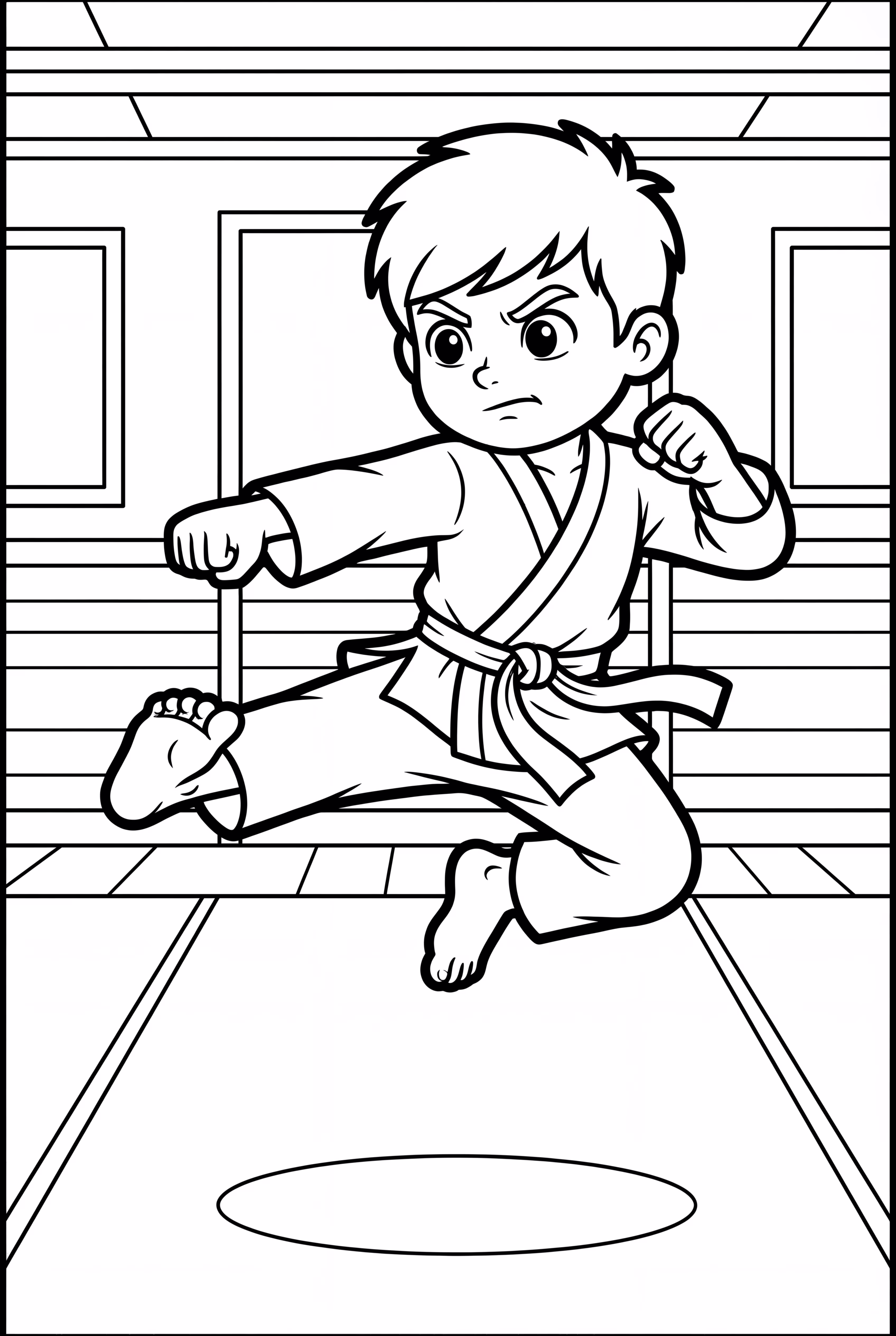 Dynamic Karate Flying Kick In Action