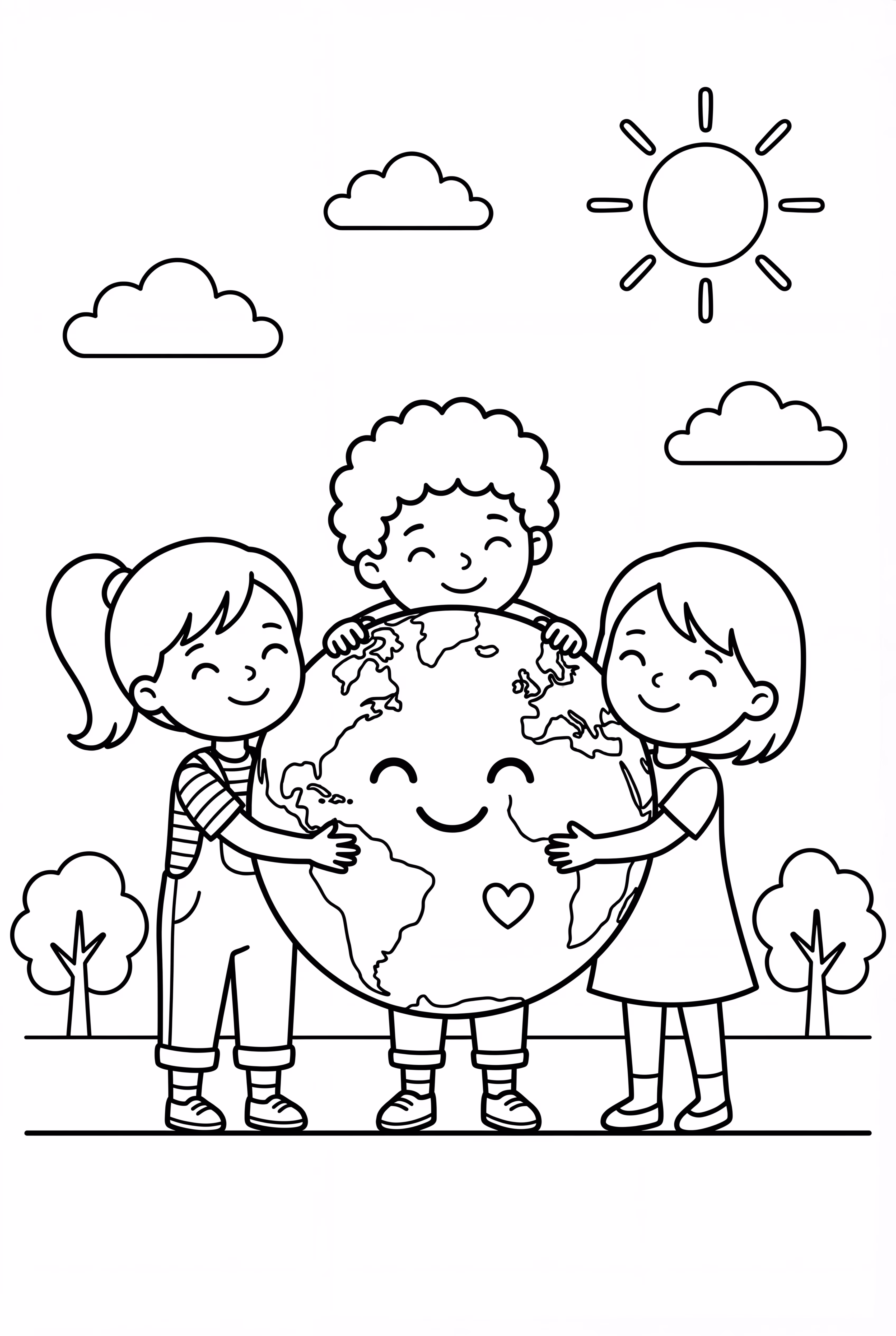 Earth Day Earth Hugged By Children